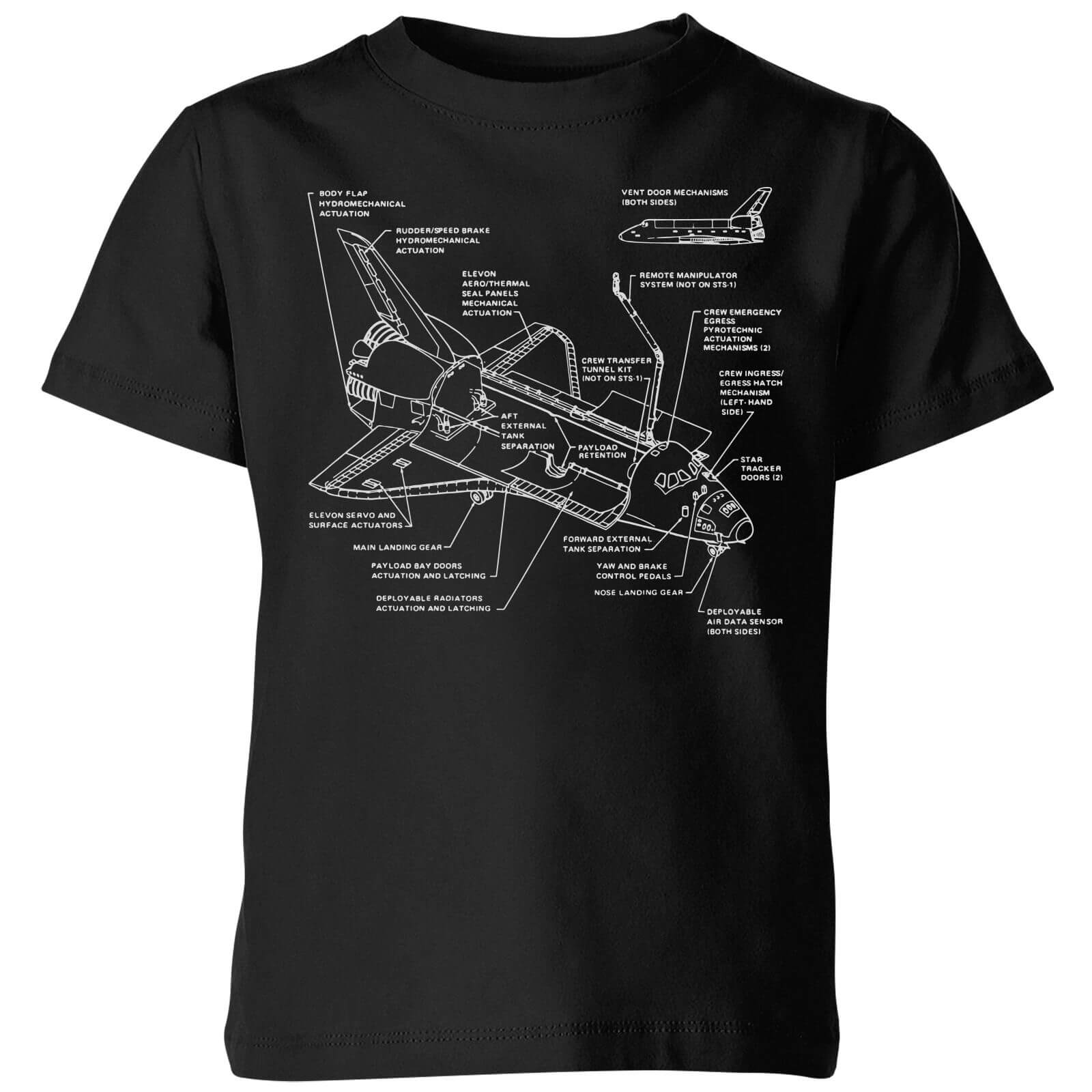 Shuttle Schematic Kids' T-Shirt - Black - 3-4 Years