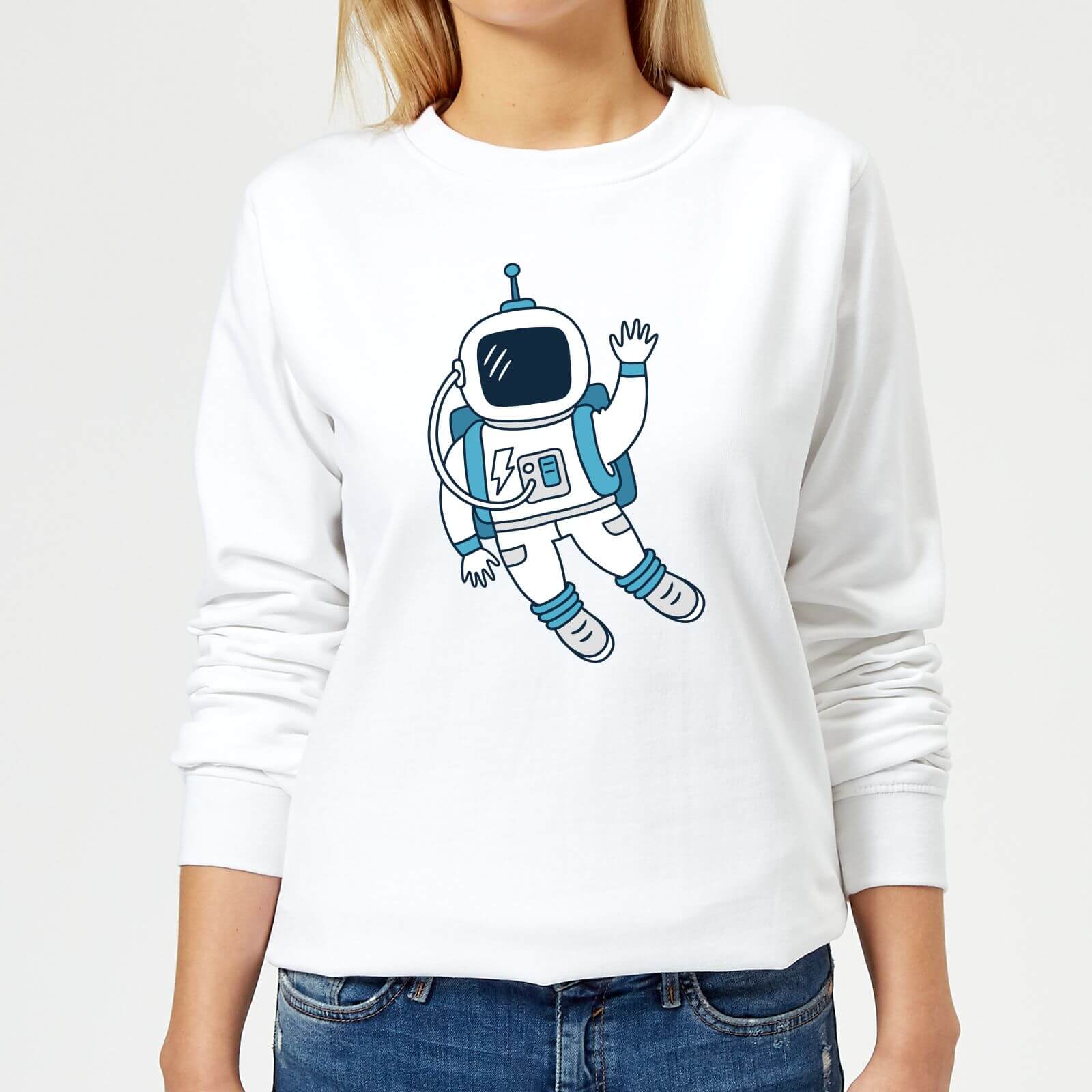 Astronaut Waving Women's Sweatshirt - White - XS - White