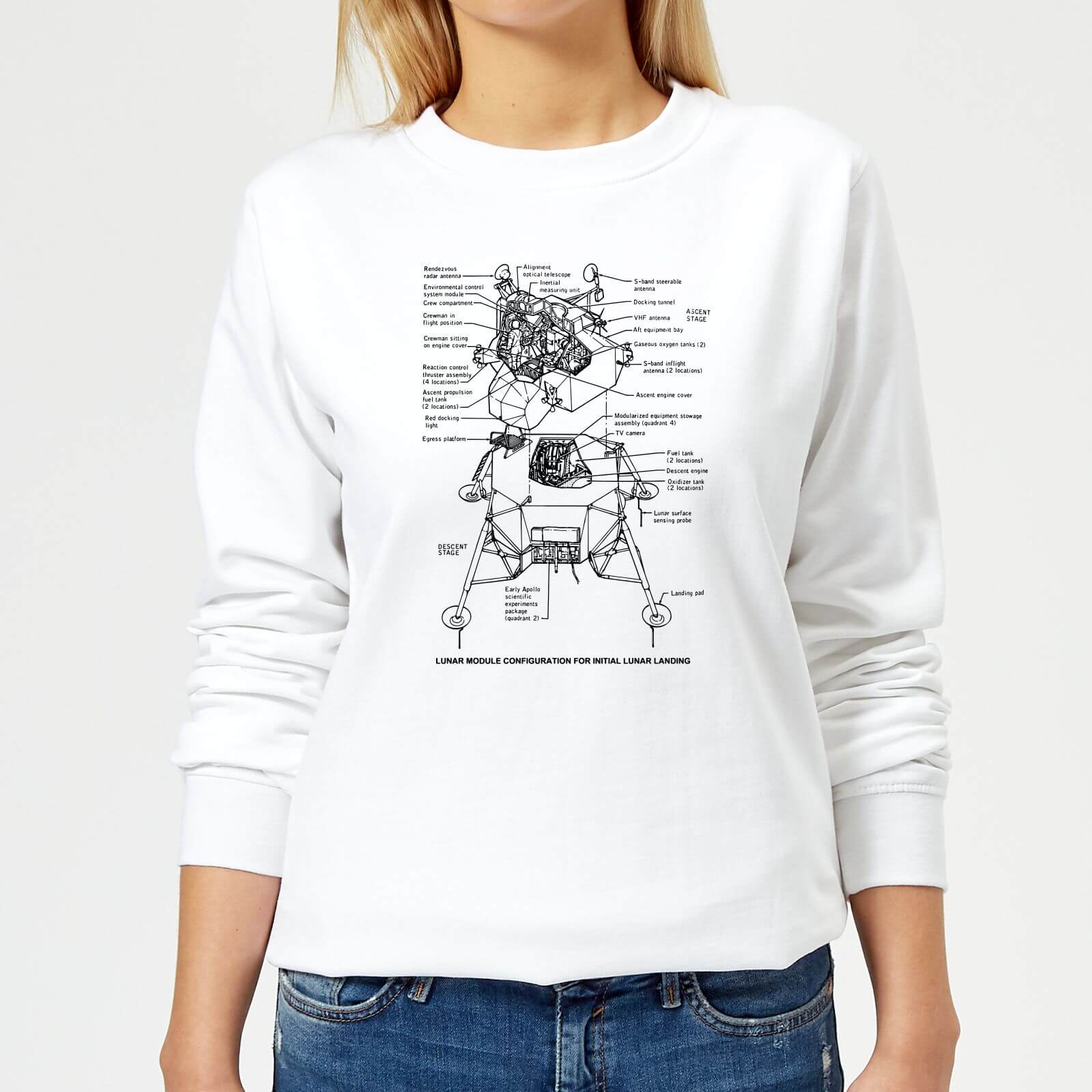 Lunar Schematic Women's Sweatshirt - White - XS - White