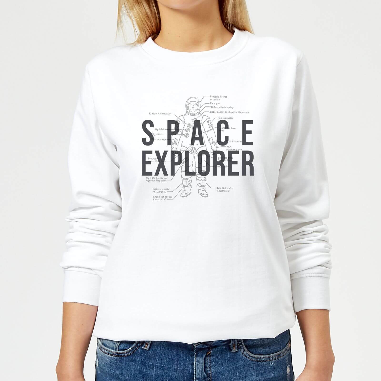 Space Explorer Schematic Women's Sweatshirt - White - M - White