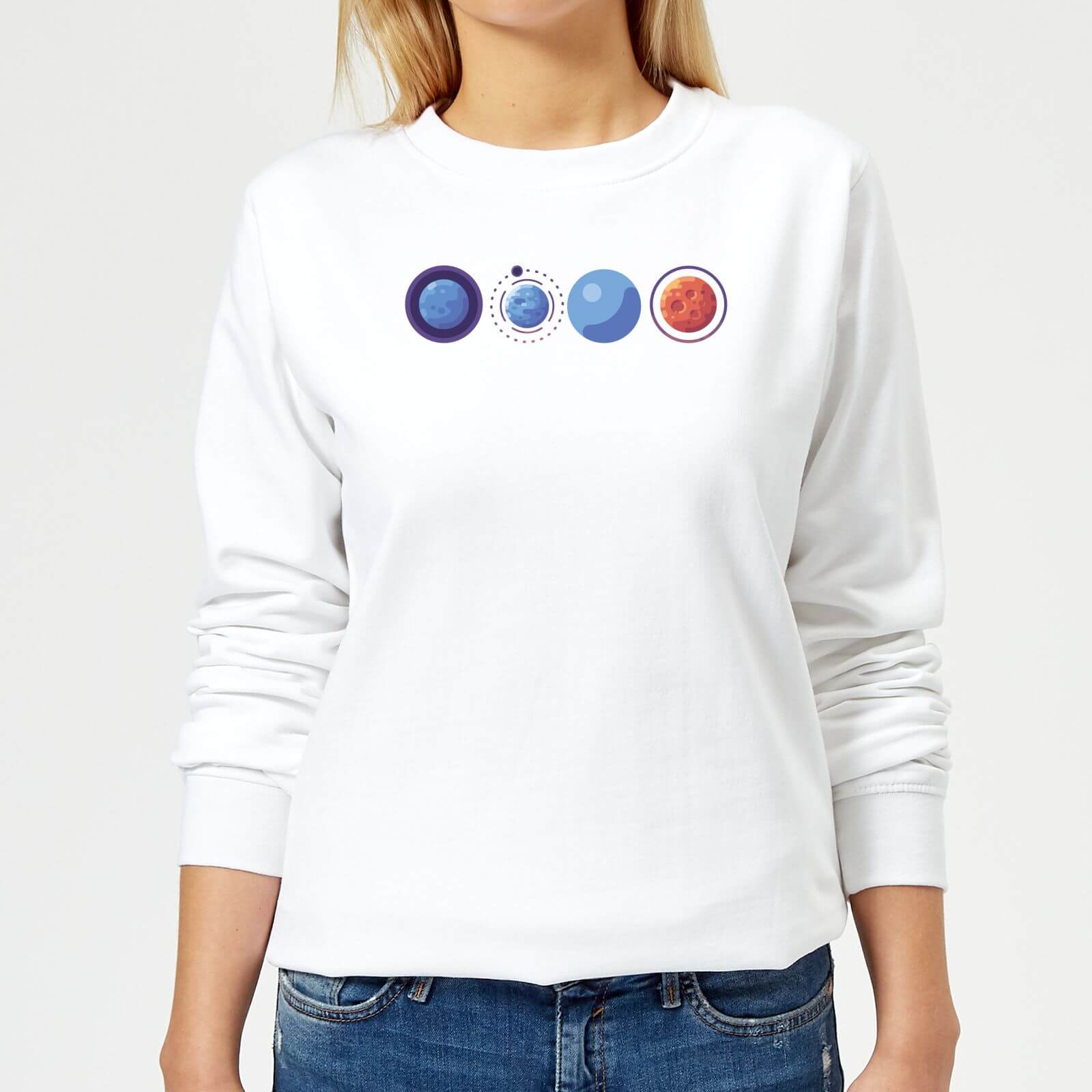 Planets Women's Sweatshirt - White - XS - White