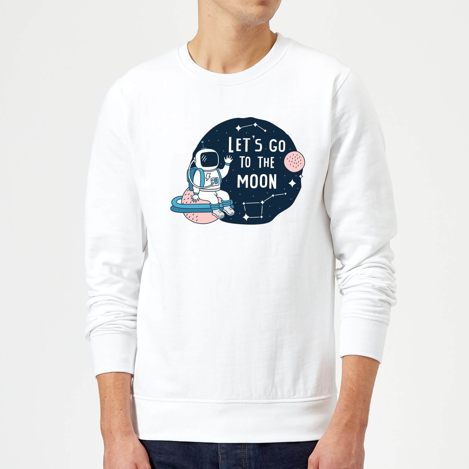 Let's Go To The Moon Sweatshirt - White - S - White