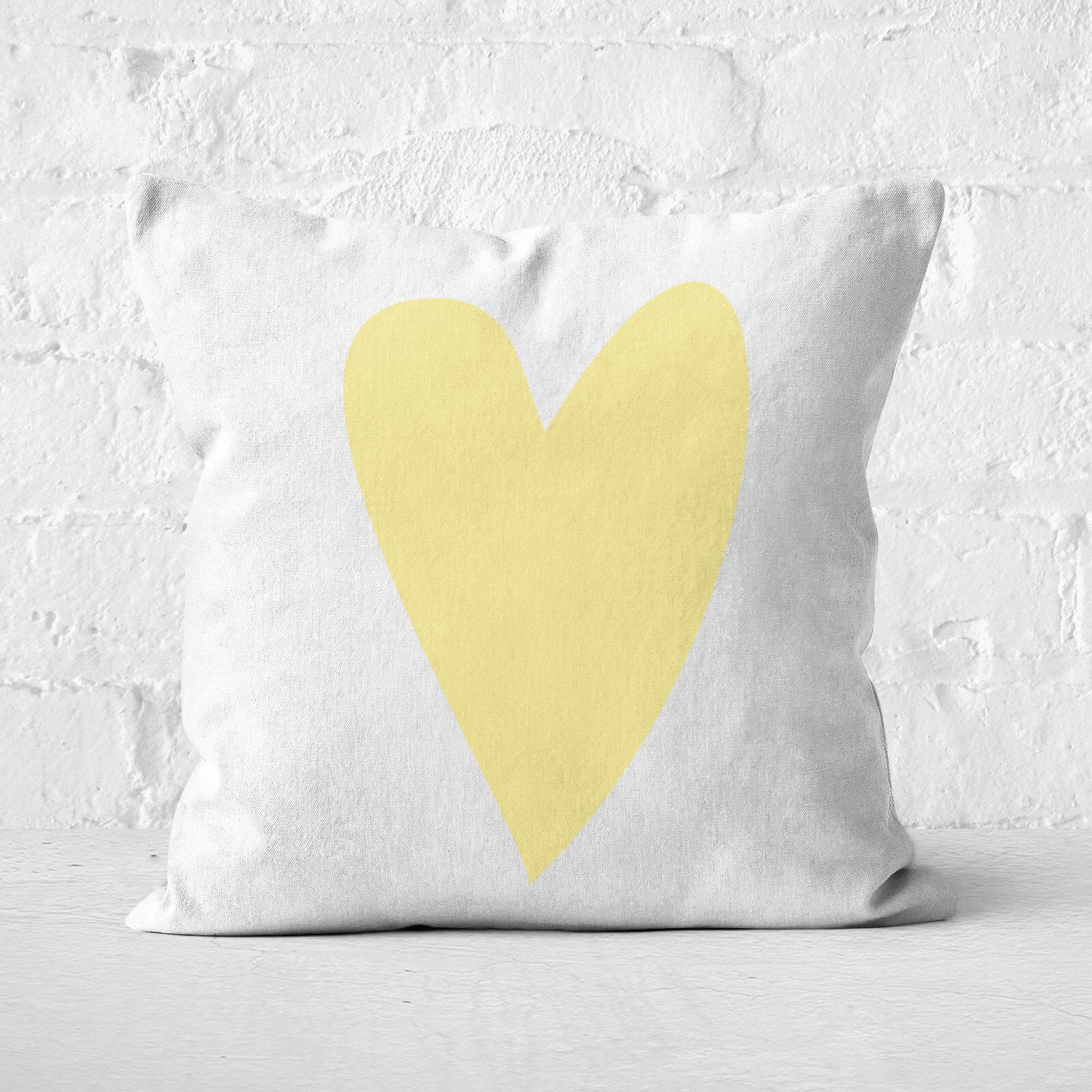 Light Yellow Heart Square Cushion - 40x40cm - Soft Touch