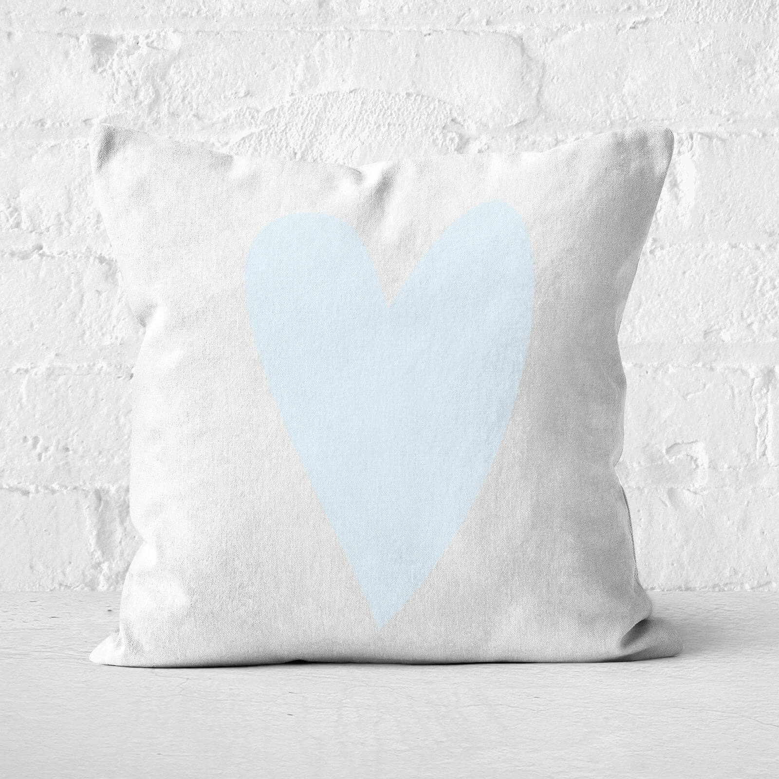 Light Blue Heart Square Cushion - 40x40cm - Soft Touch
