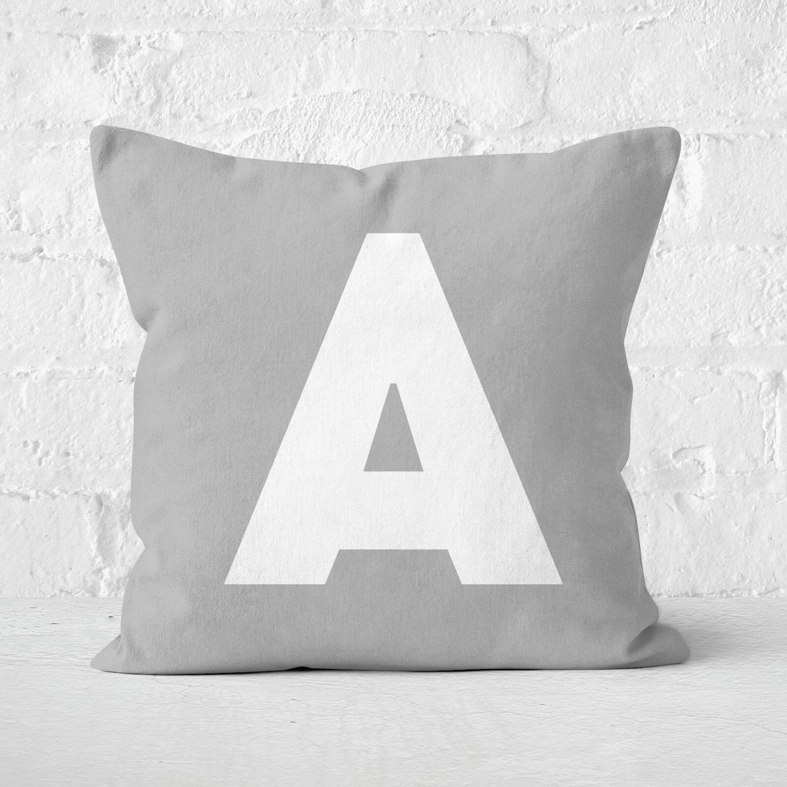 Grey Letter Square Cushion - 40x40cm - Soft Touch - L
