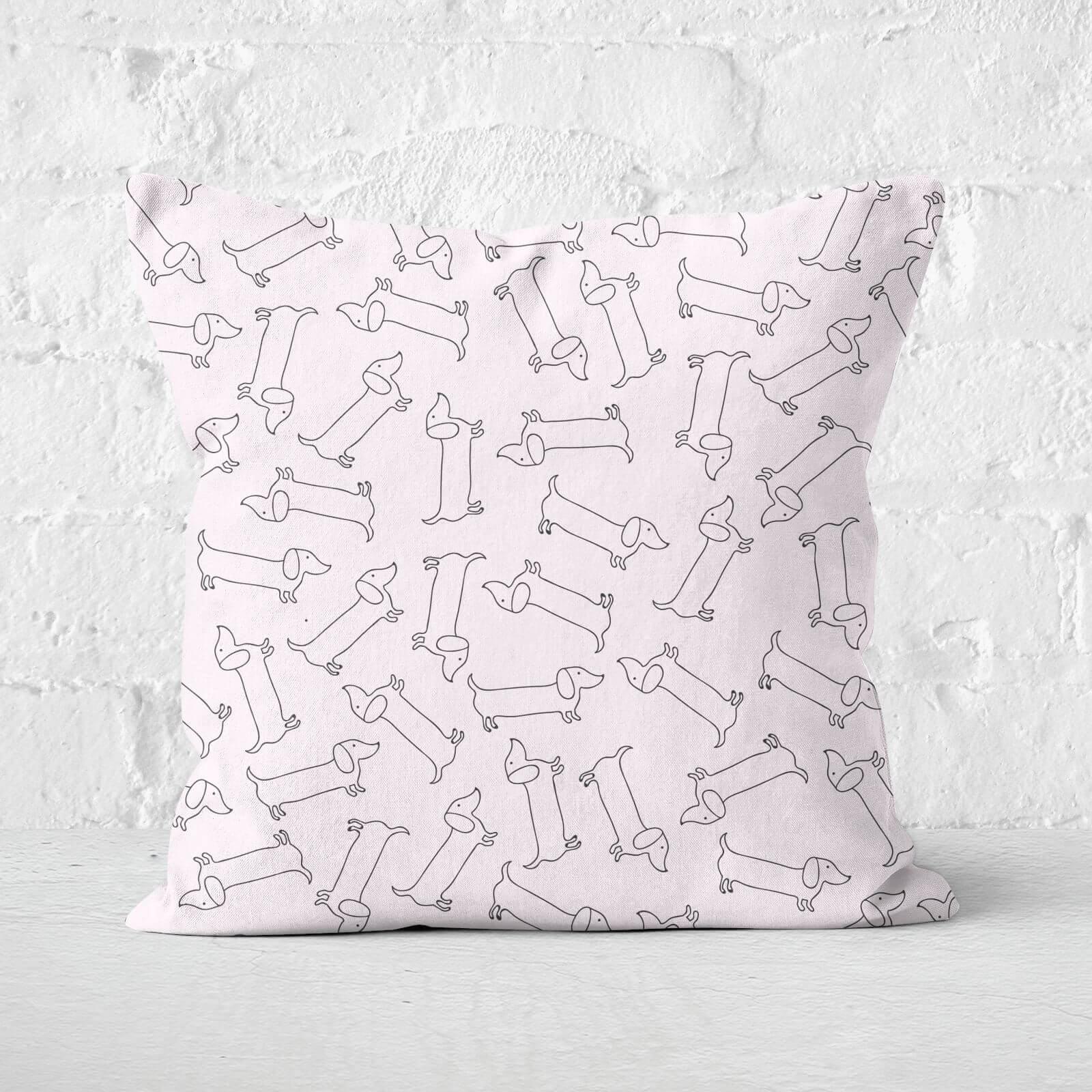 Sausage Dog Pattern Square Cushion - 40x40cm - Soft Touch