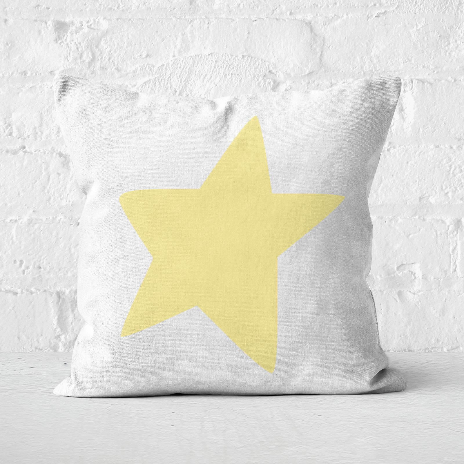 Light Yellow Star Square Cushion - 40x40cm - Soft Touch