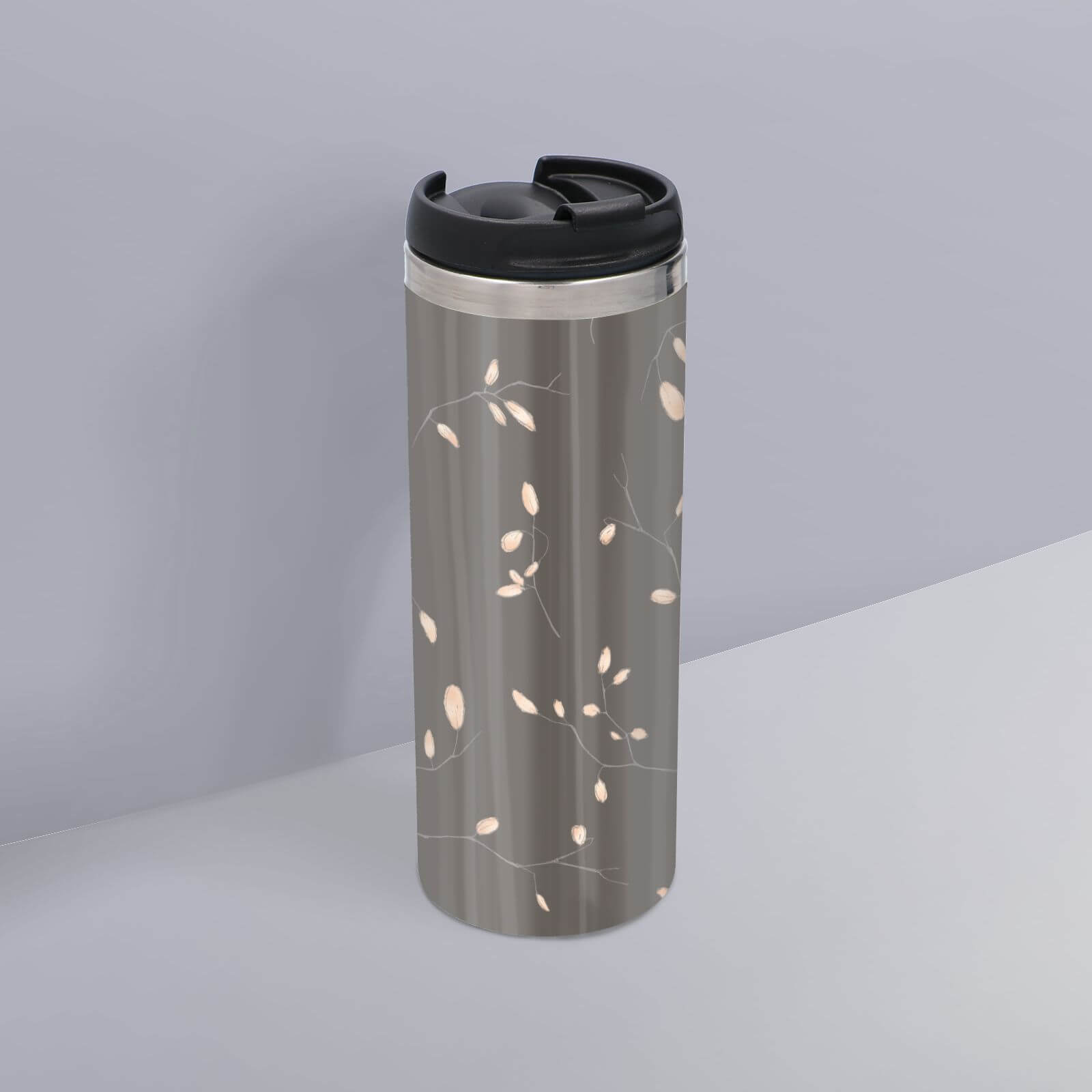 Quaint Floral Pattern Stainless Steel Travel Mug