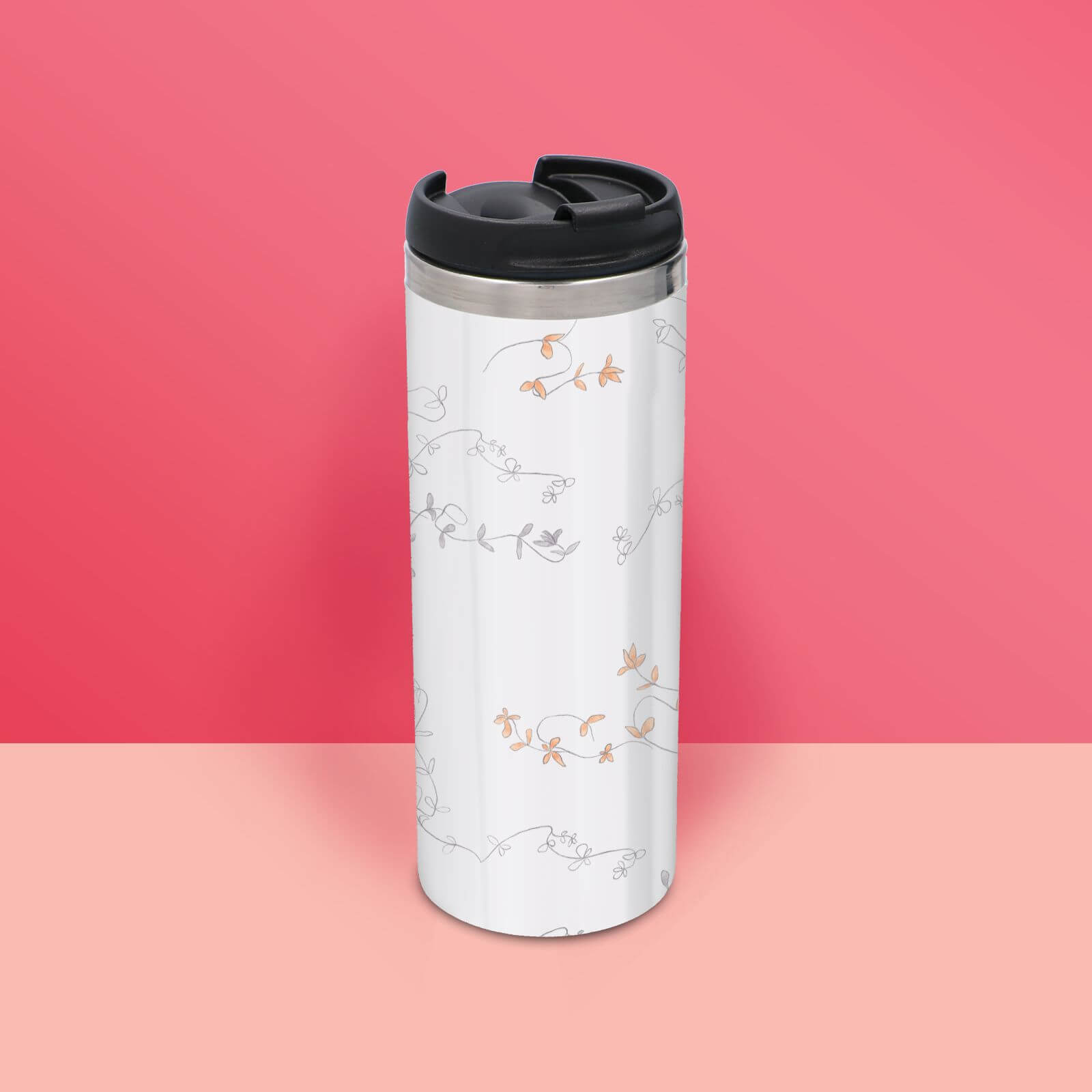 Quaint Floral Pattern Stainless Steel Travel Mug