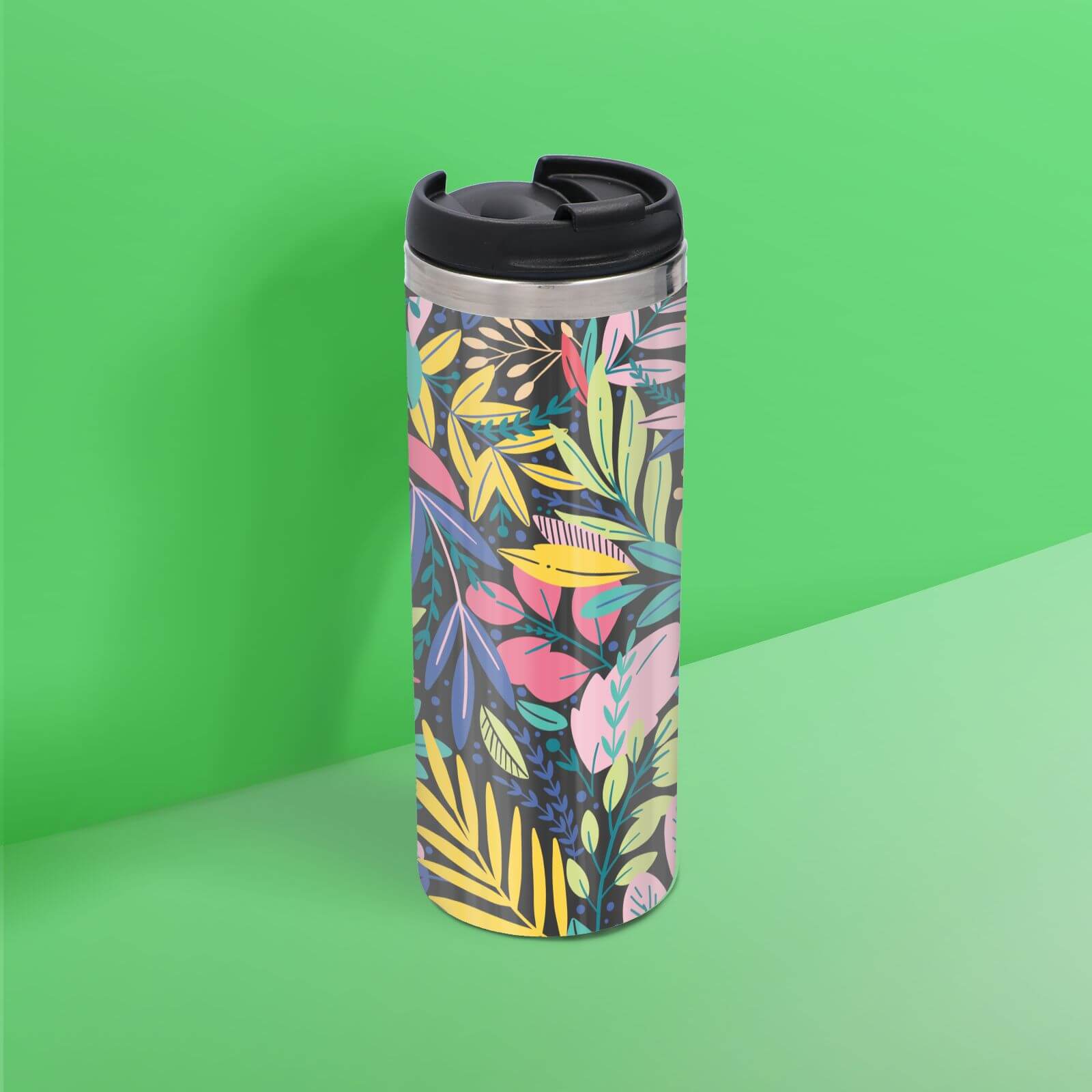 Colourful Leaf Print Stainless Steel Travel Mug