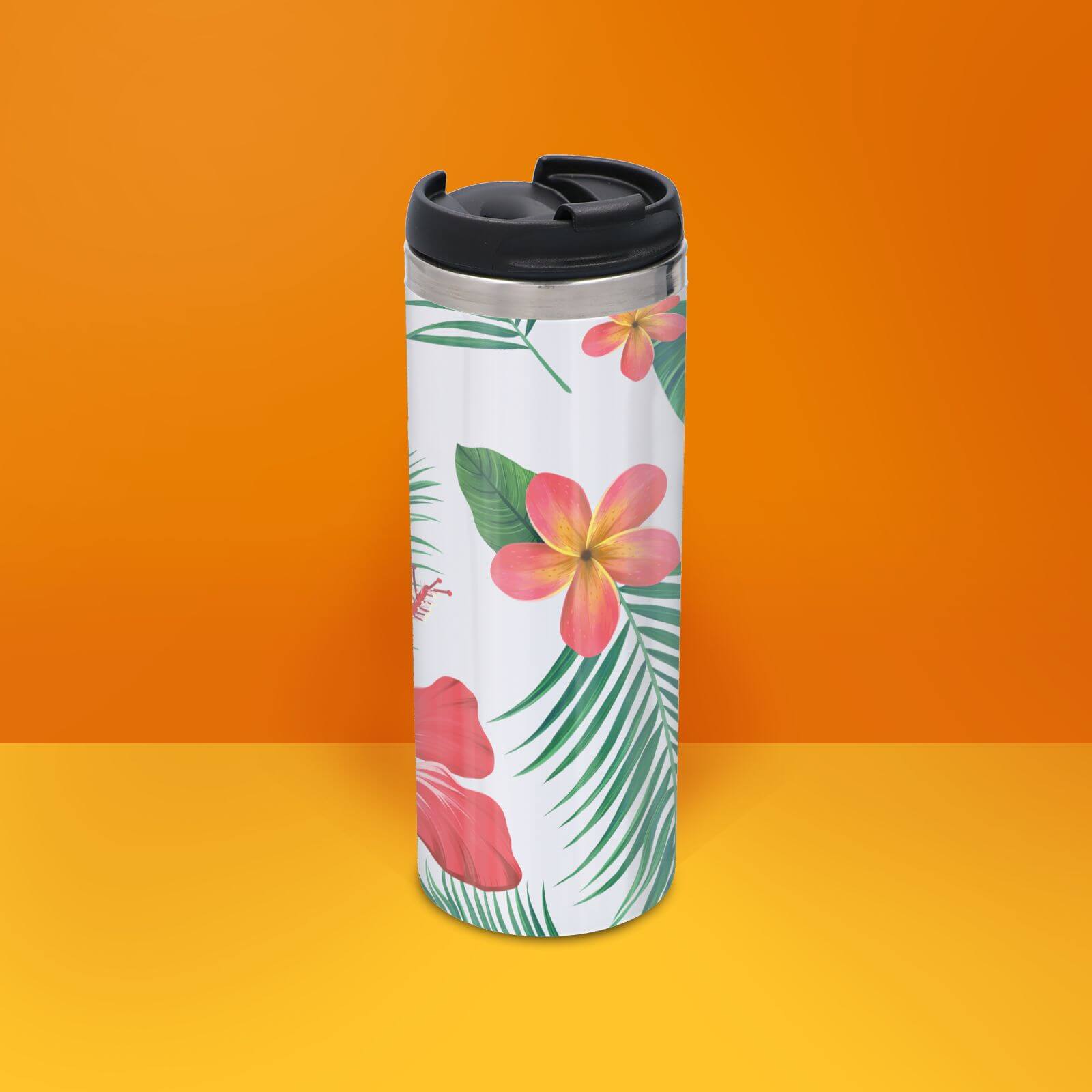 Tropical Botanical Pattern Stainless Steel Travel Mug