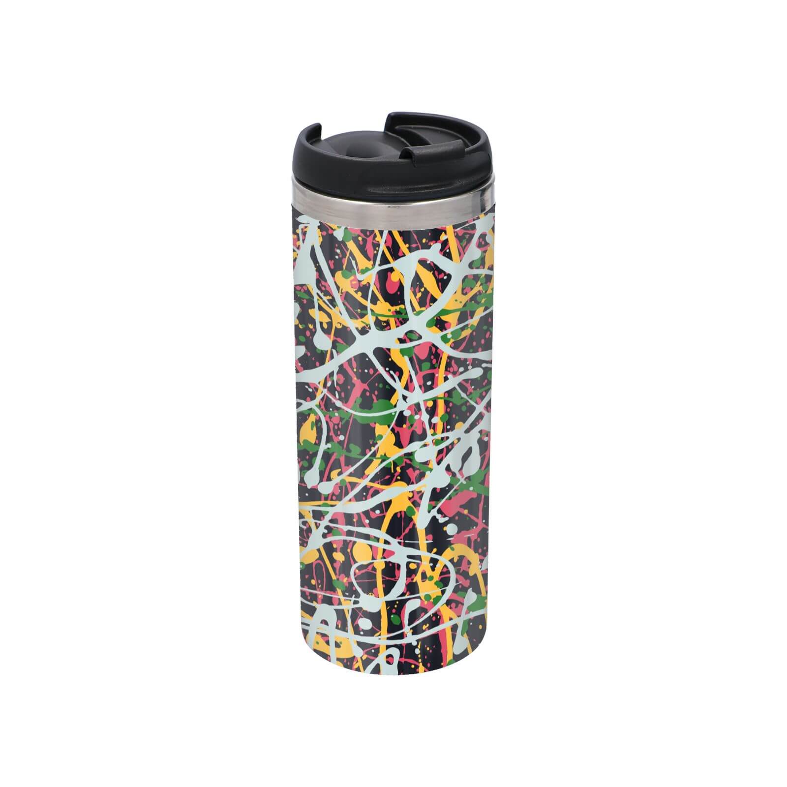Splatter Pattern Stainless Steel Travel Mug - Metallic Finish