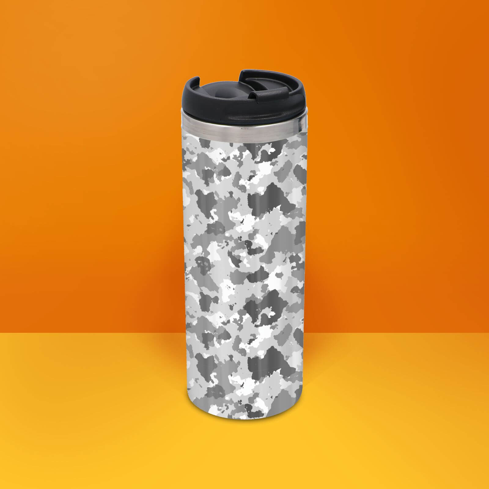 Grey Camo Stainless Steel Travel Mug
