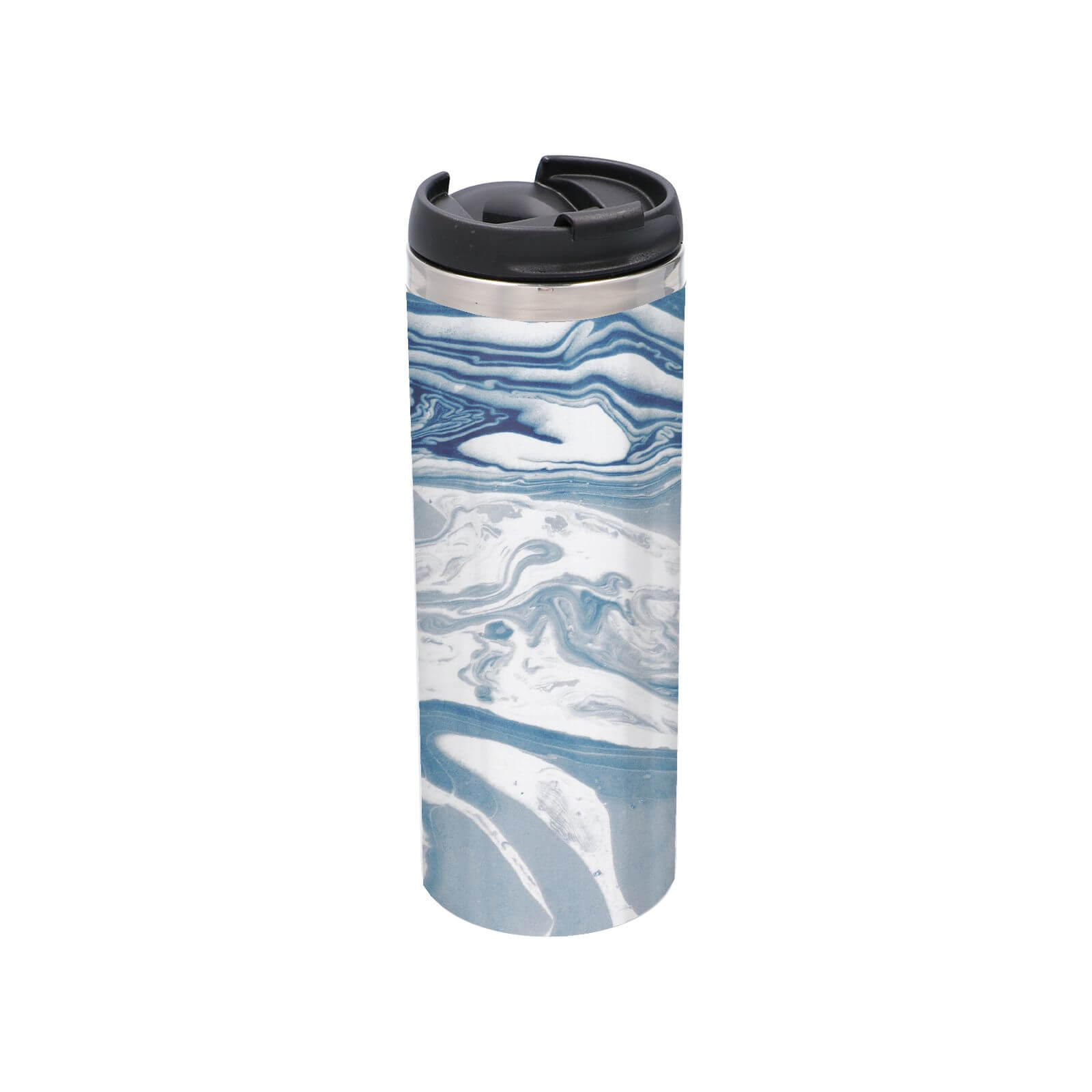 Blue Marble Stainless Steel Thermo Travel Mug - Metallic Finish