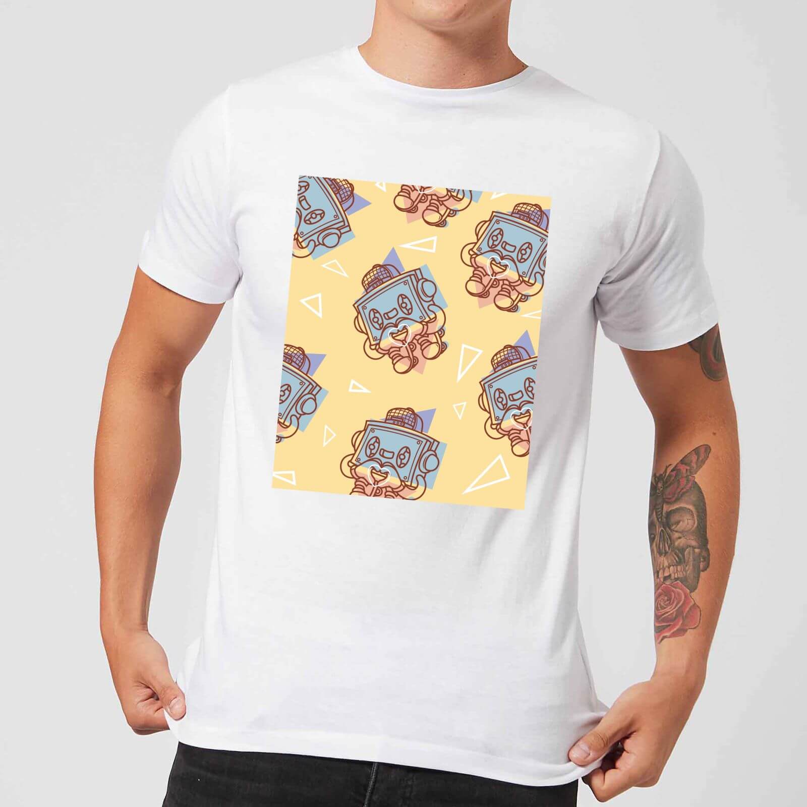 Cassette Tape Love Pattern Men's T-Shirt - White - XL - White