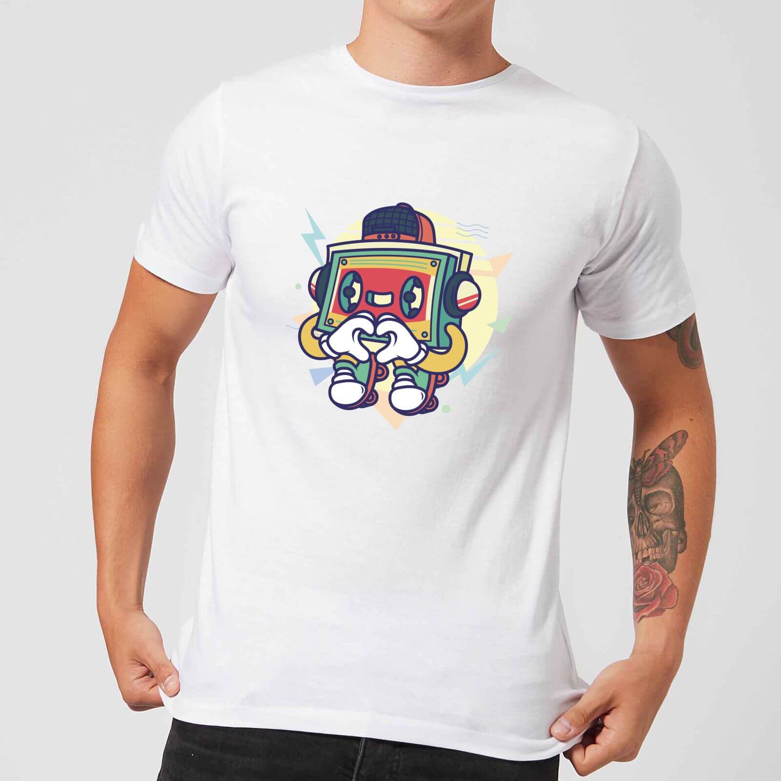 Cassette Tape Love Character Men's T-Shirt - White - XS - White