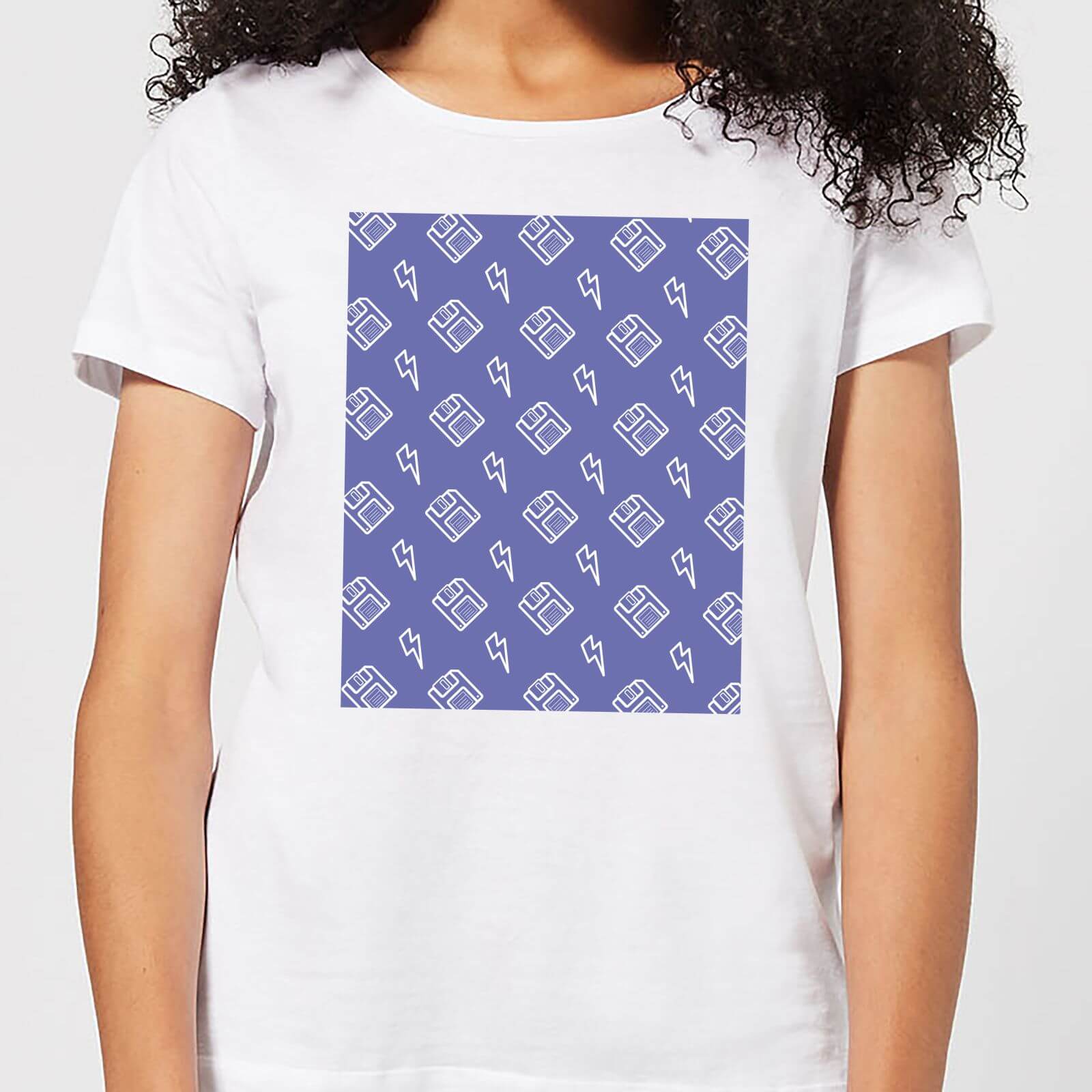 Floppy Disc Pattern Purple Women's T-Shirt - White - S - White
