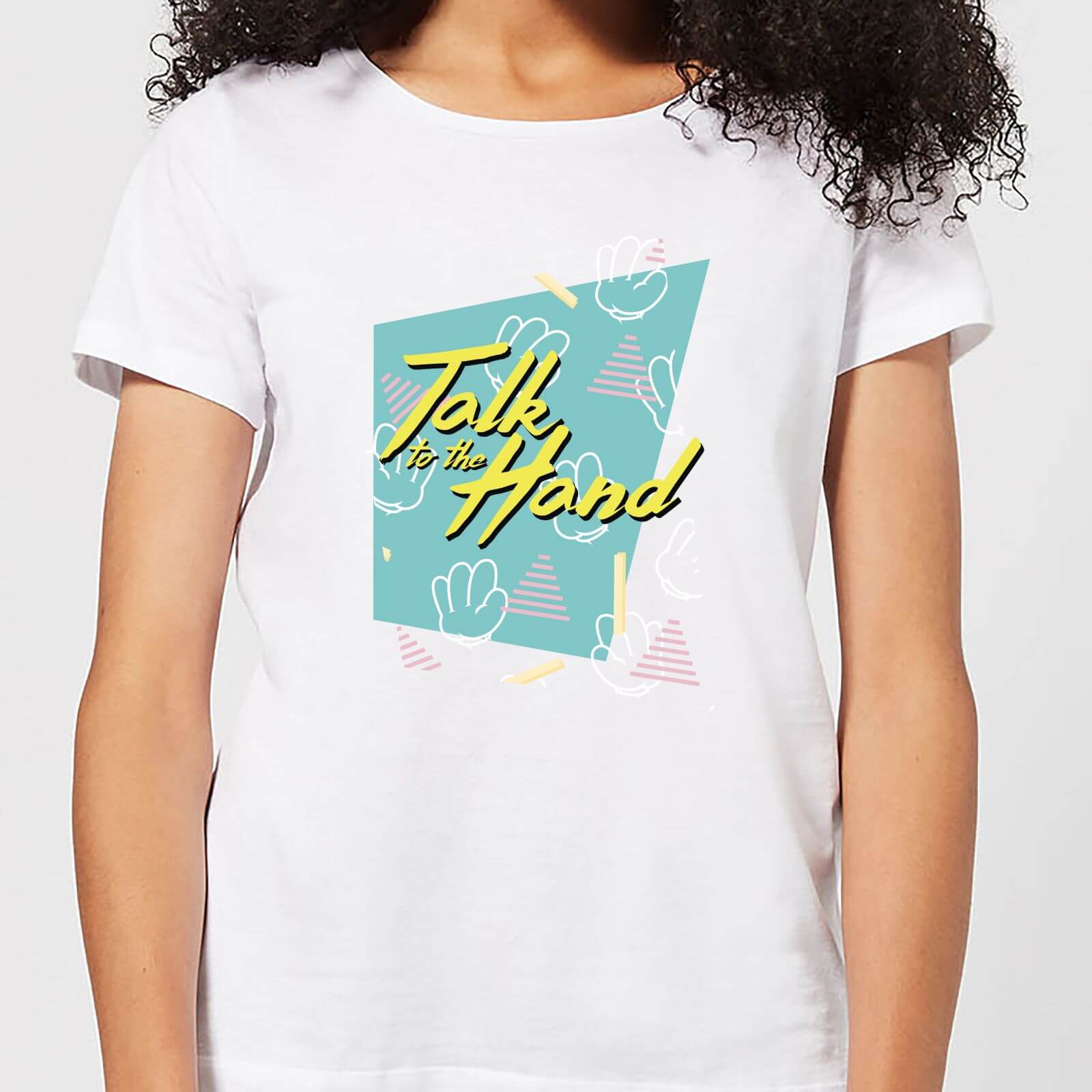 Talk To The Hand Square Patterned Background Women's T-Shirt - White - M - White