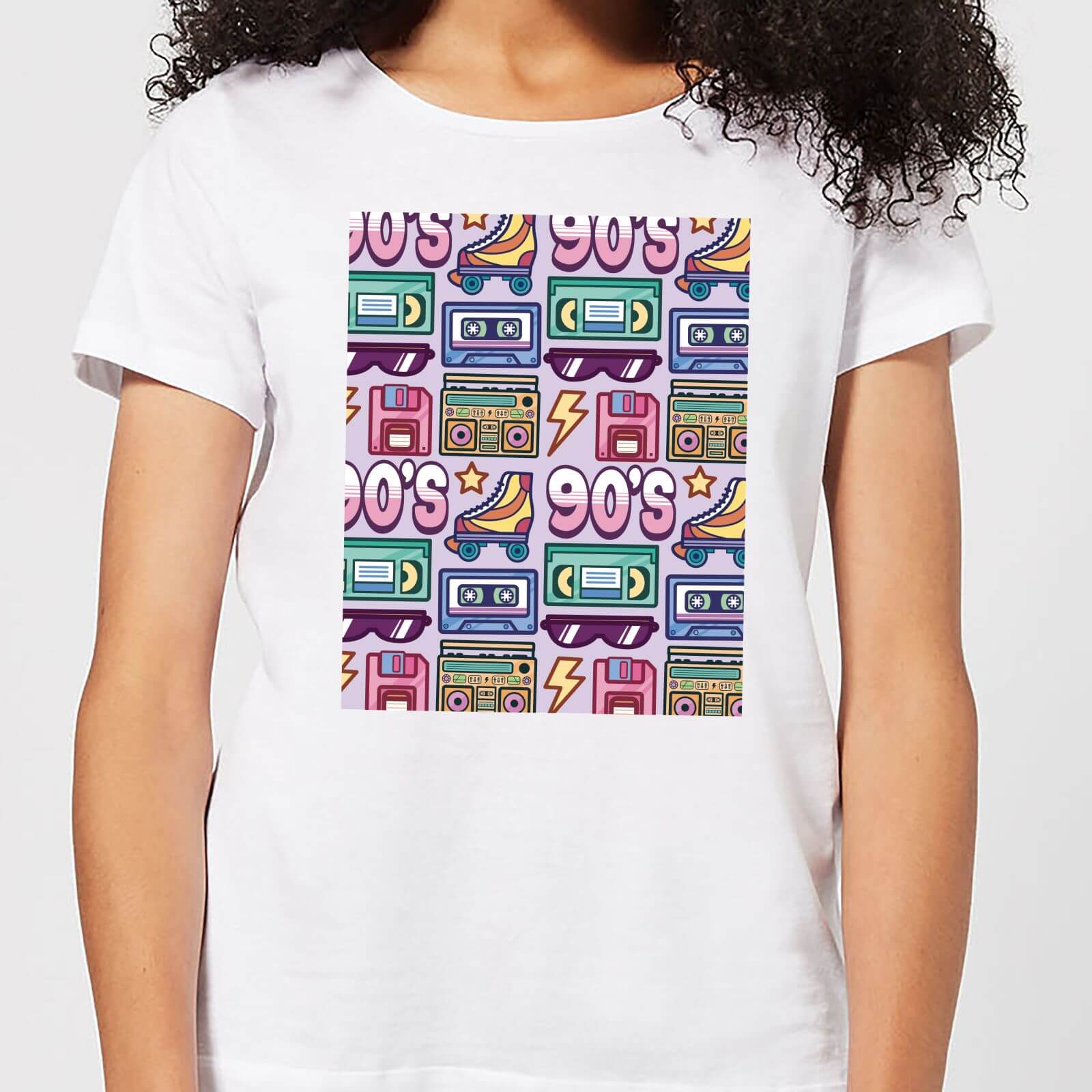 90's Product Tiled Pattern Women's T-Shirt - White - S - White