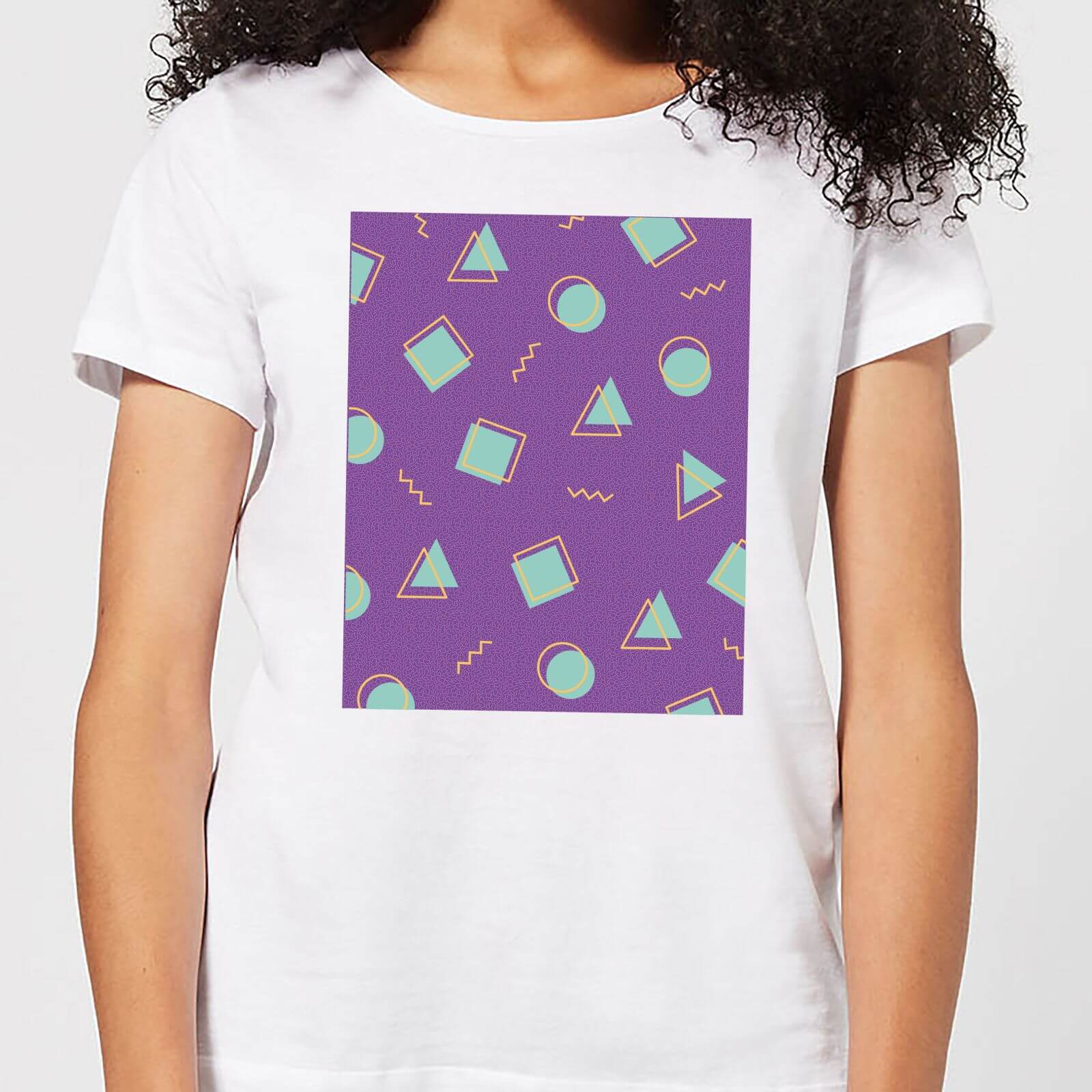 90's Circle Square Triangle Pattern Women's T-Shirt - White - XXL - White