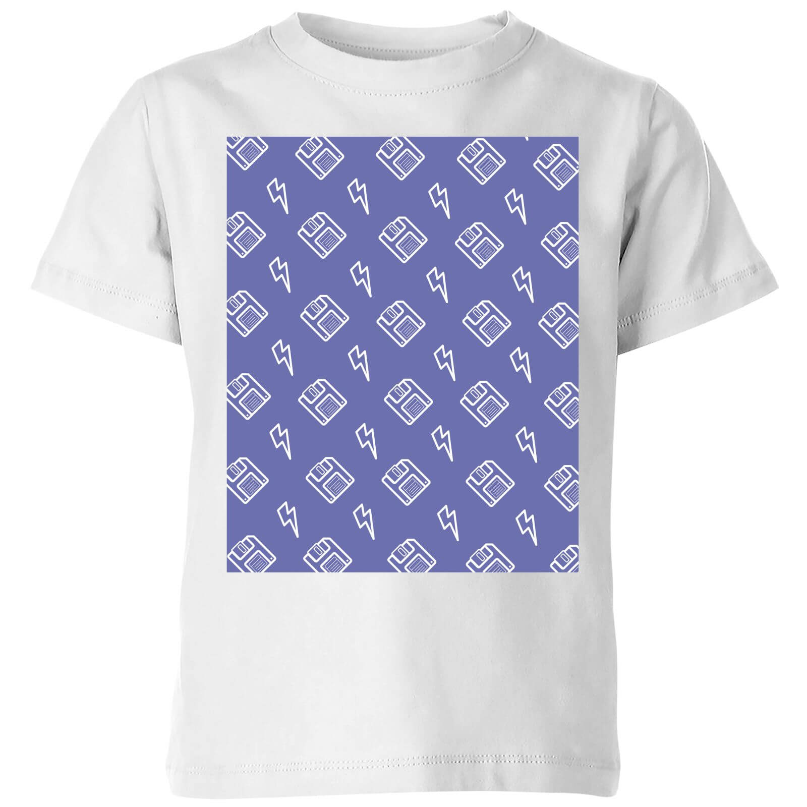 Floppy Disc Pattern Purple Kids' T-Shirt - White - 9-10 Years - White