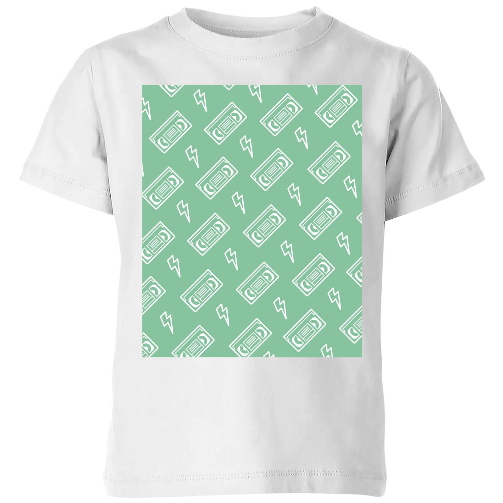 VHS Tape Pattern Green Kids' T-Shirt - White - 3-4 Years - White