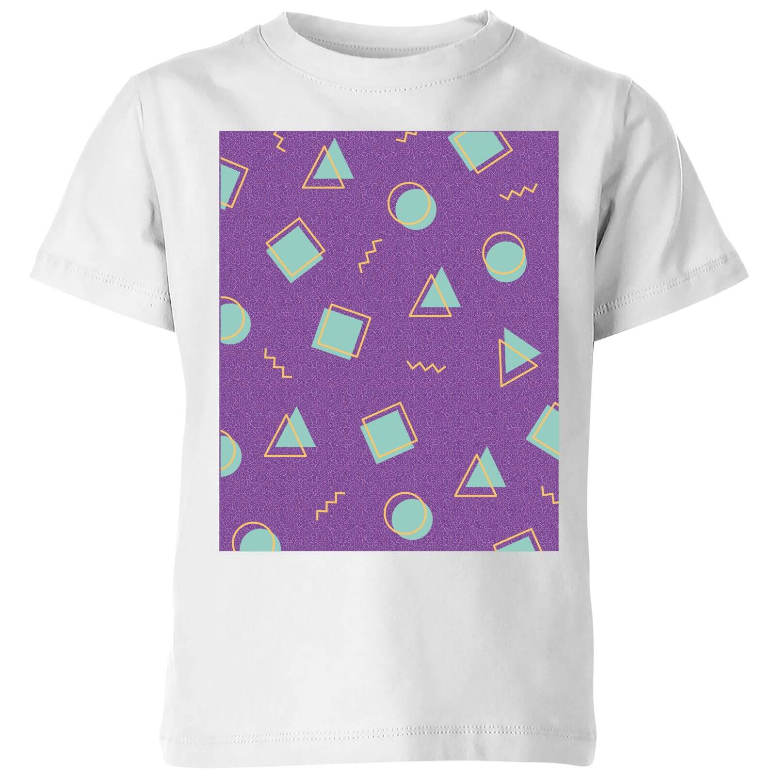 90's Circle Square Triangle Pattern Kids' T-Shirt - White - 5-6 Years - White