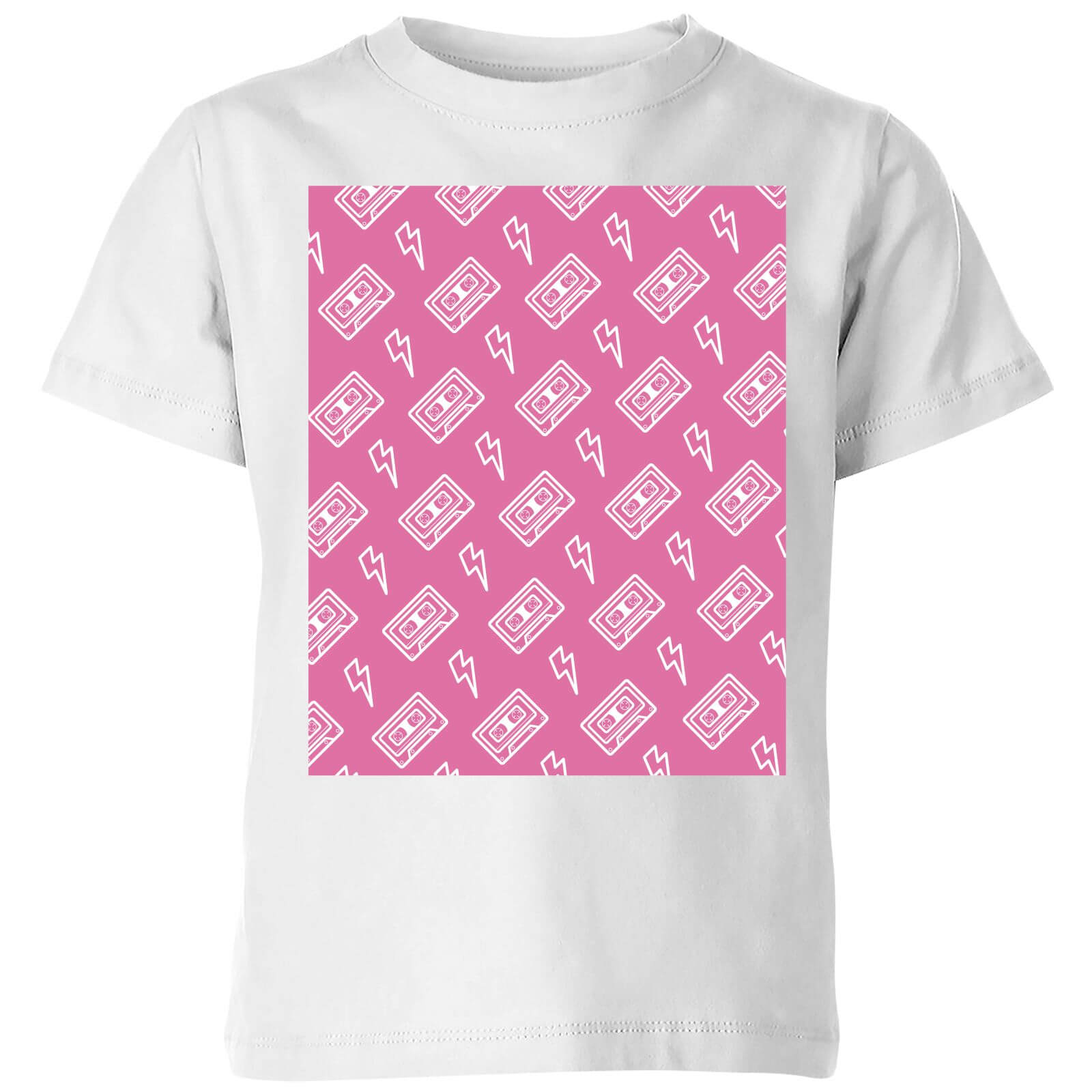 Cassette Tape Pattern Pink Kids' T-Shirt - White - 11-12 Years - White