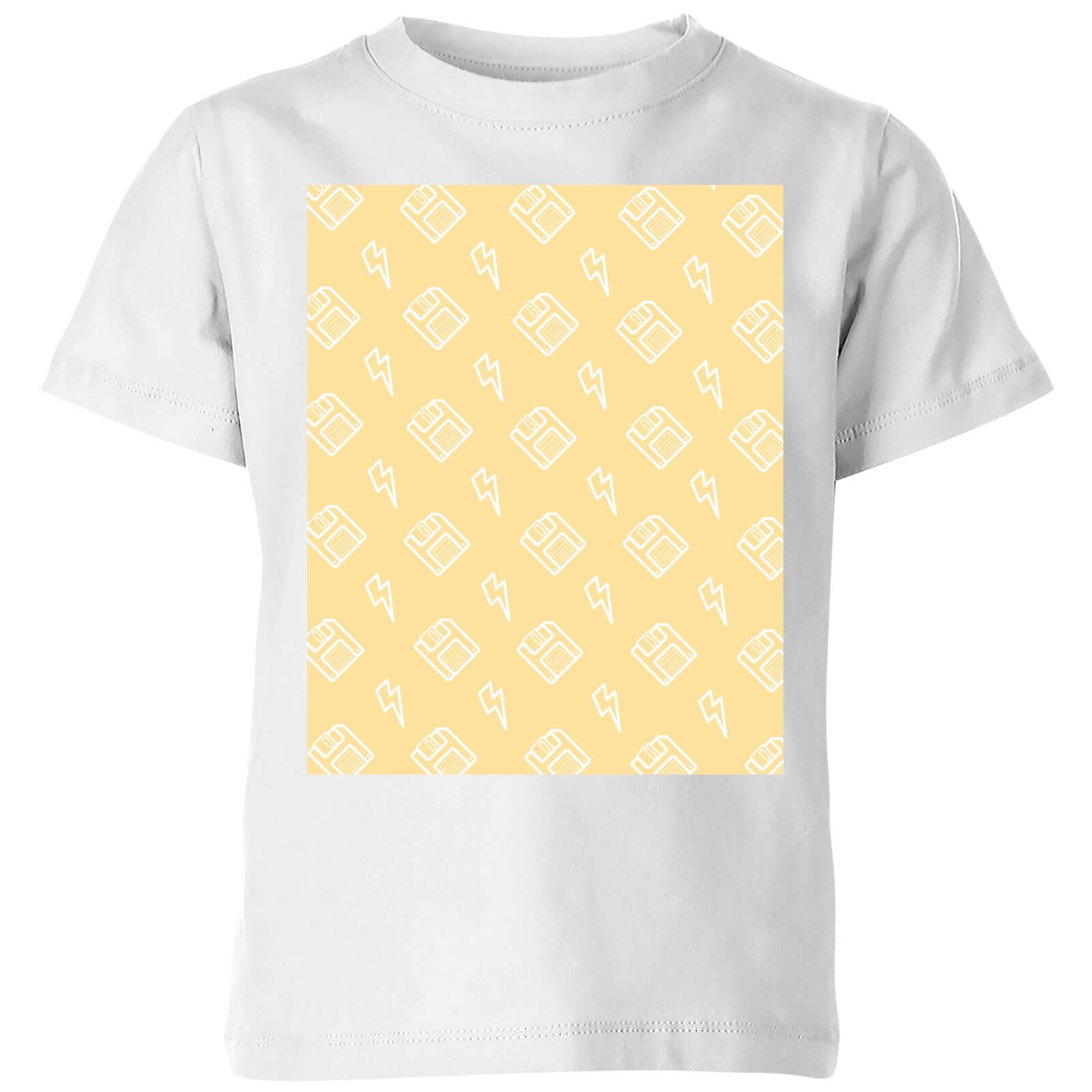 Floppy Disc Pattern Yellow Kids' T-Shirt - White - 3-4 Years - White