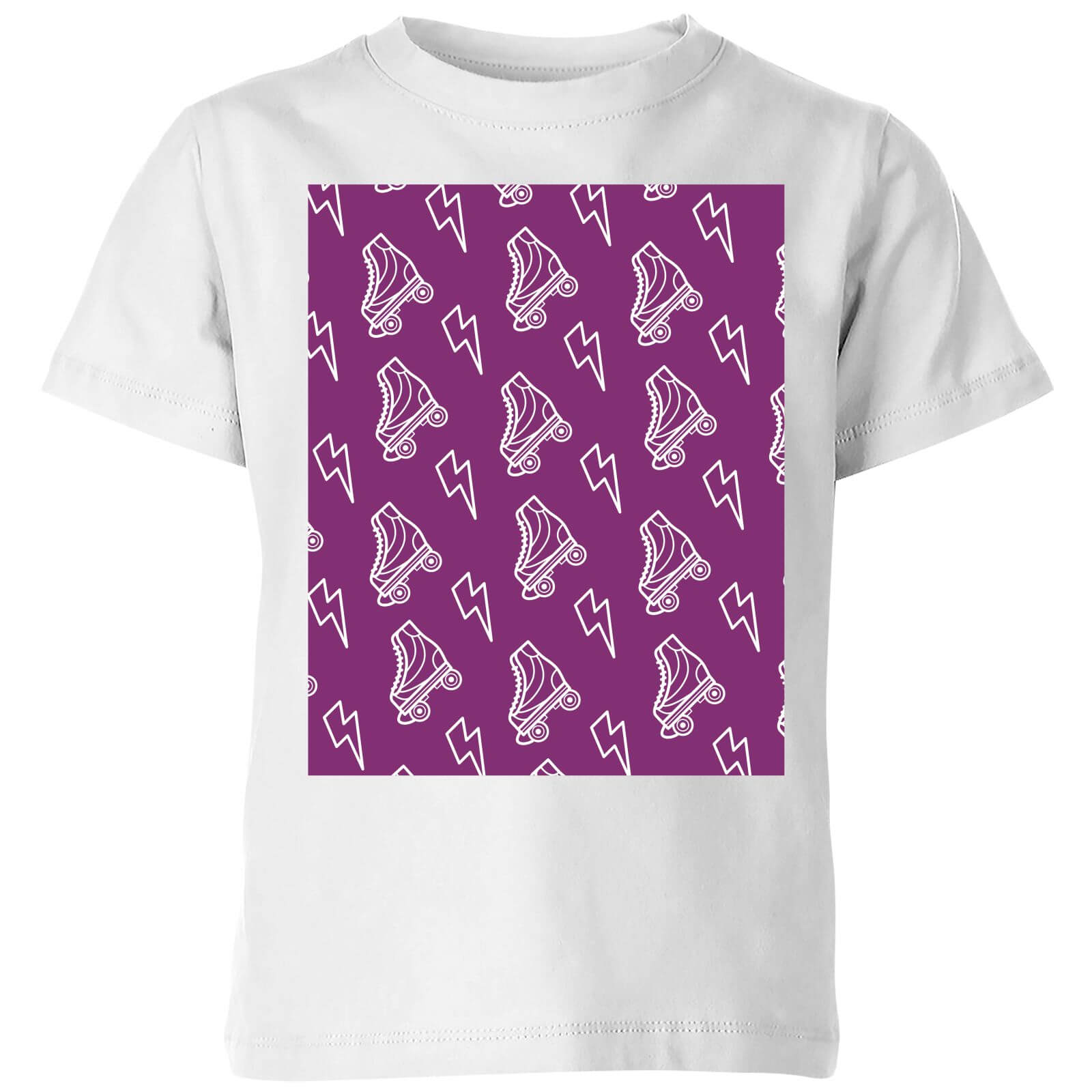 Roller Skate Pattern Purple Kids' T-Shirt - White - 3-4 Years - White