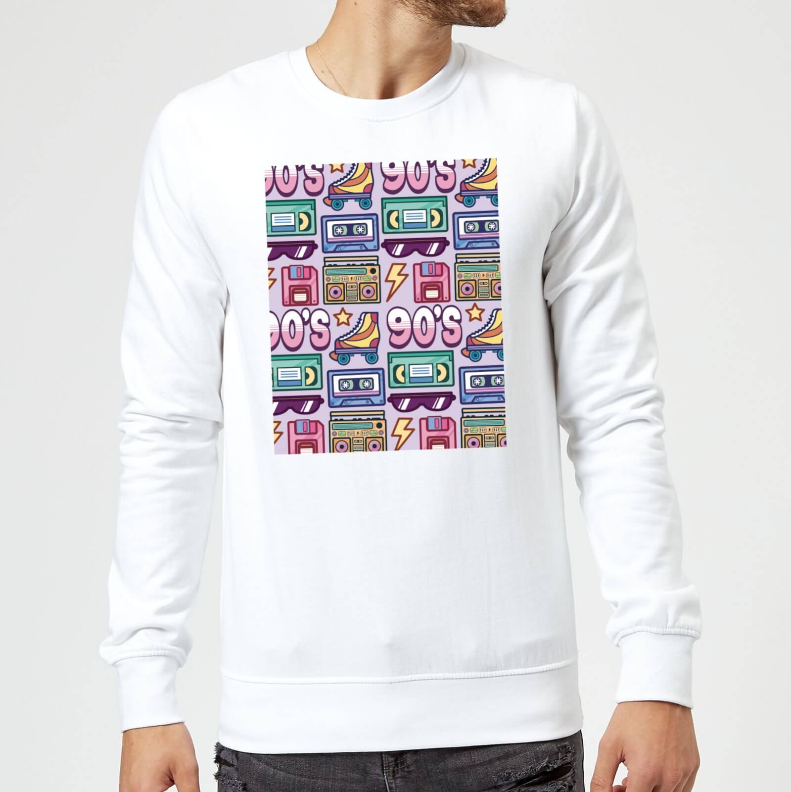 90's Product Tiled Pattern Sweatshirt - White - S - White
