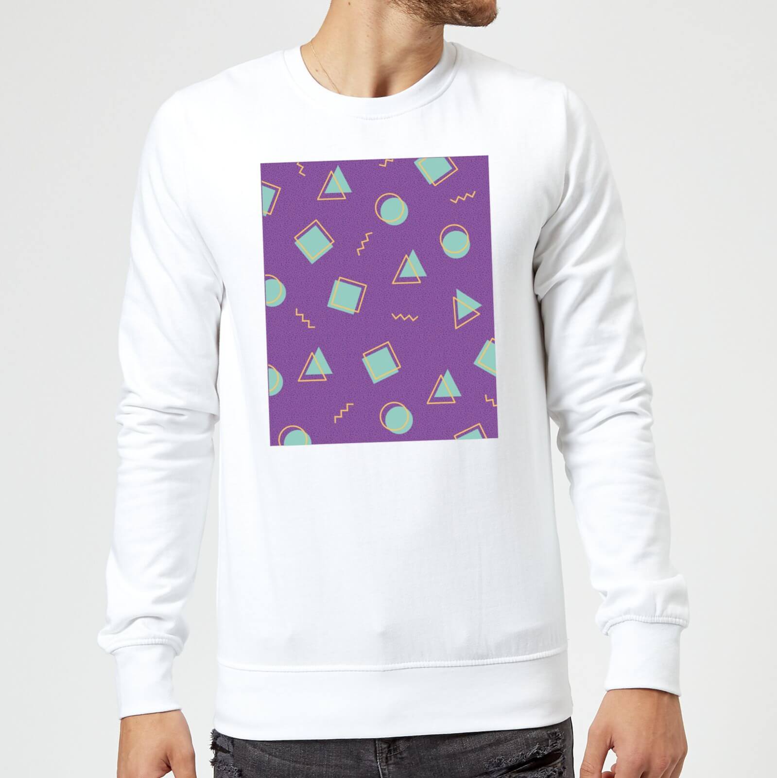 90's Circle Square Triangle Pattern Sweatshirt - White - S - White