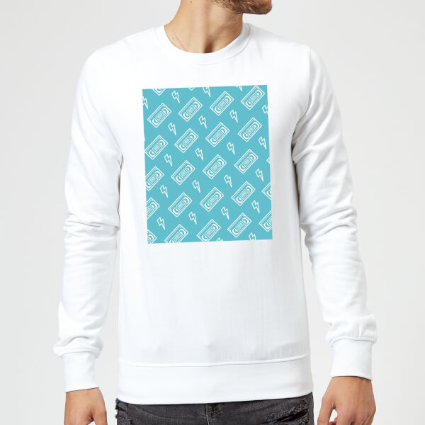 VHS Tape Pattern Blue Sweatshirt - White - XL - White
