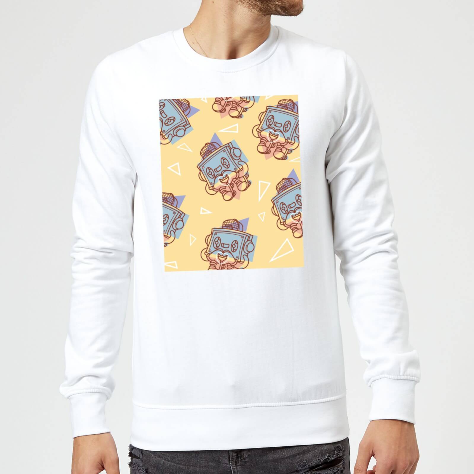 Cassette Tape Love Pattern Sweatshirt - White - XXL - White