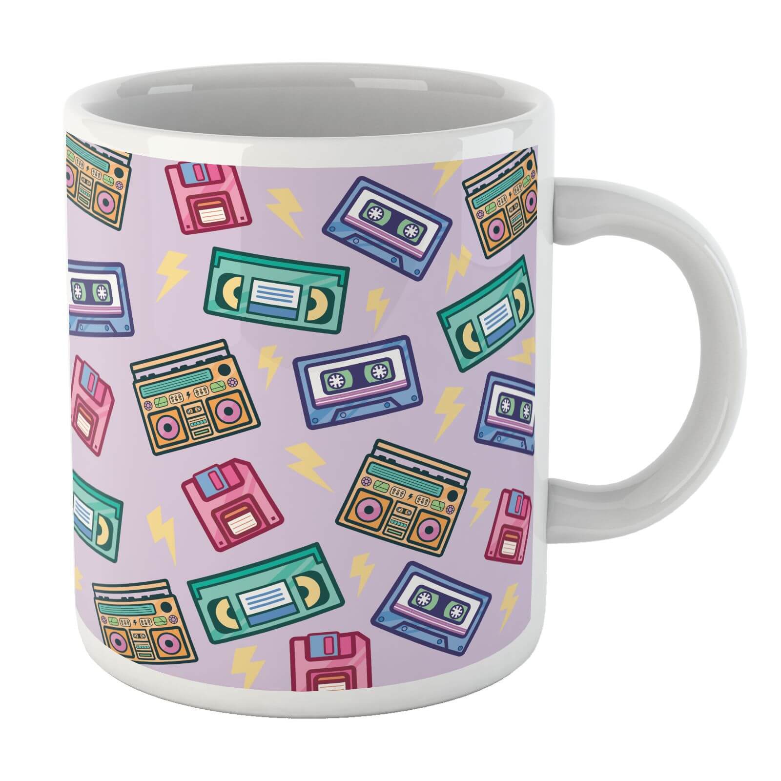 90's Product Scattered Pattern White Mug Mug