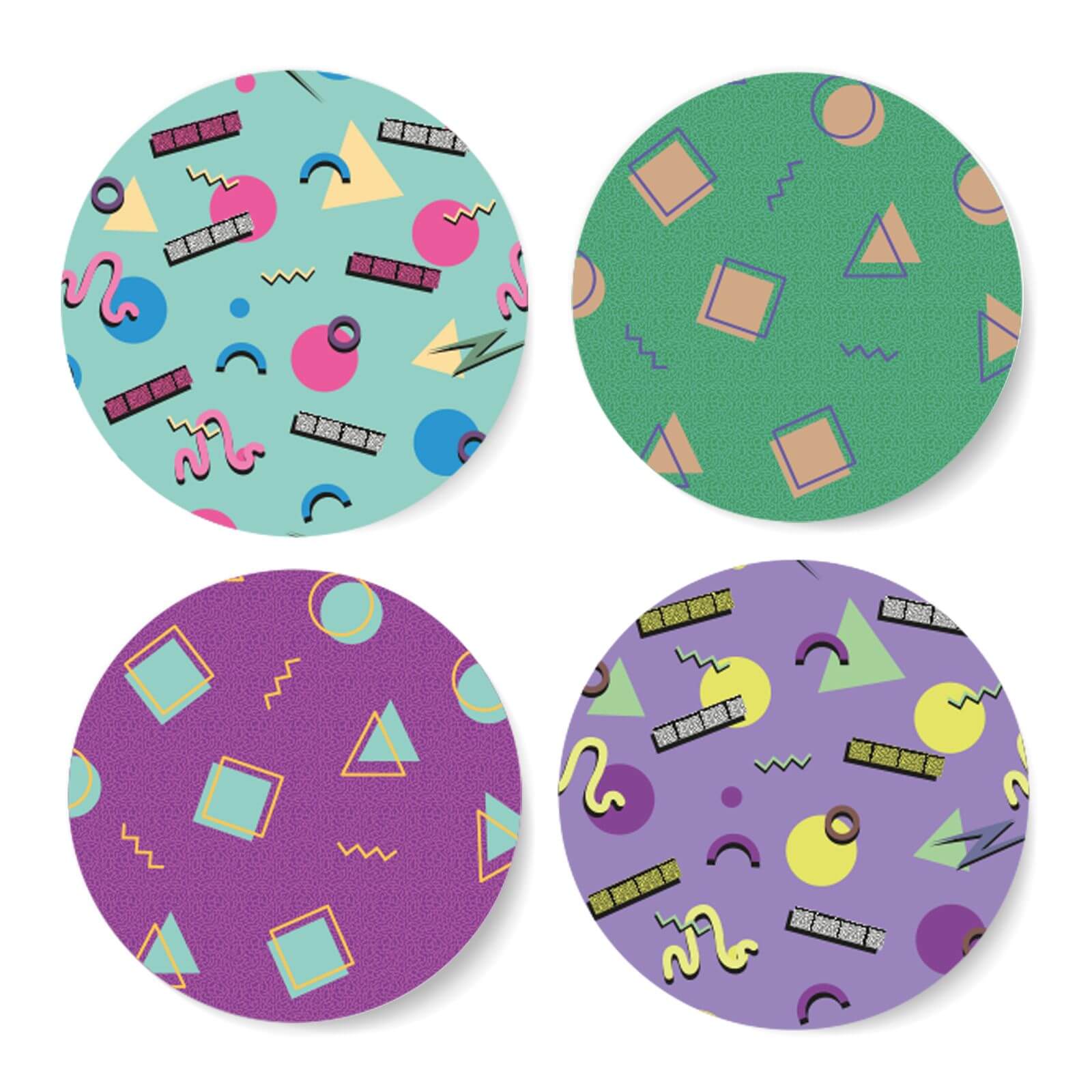 90's Funky Pattern Coaster Circle Coaster Set
