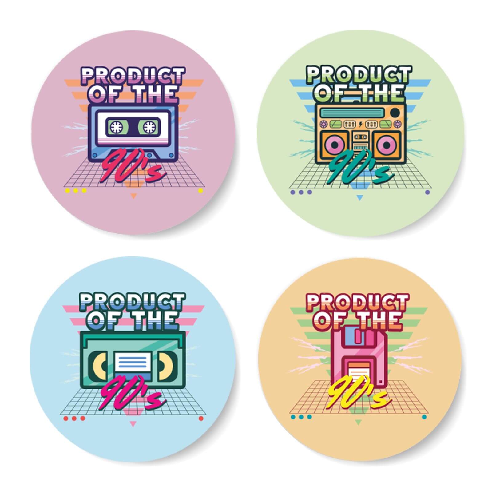 Product Of The 90'S Plain Background Coaster Set Circle Coaster Set