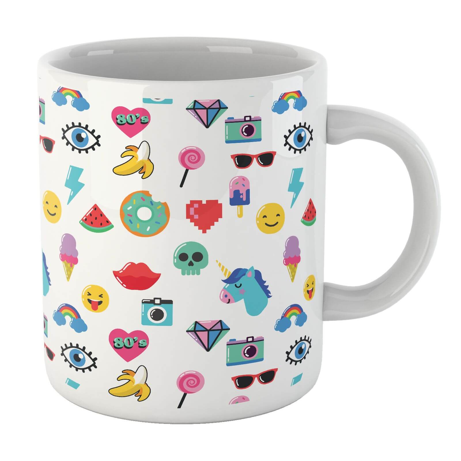 White 80s Stickers Mug