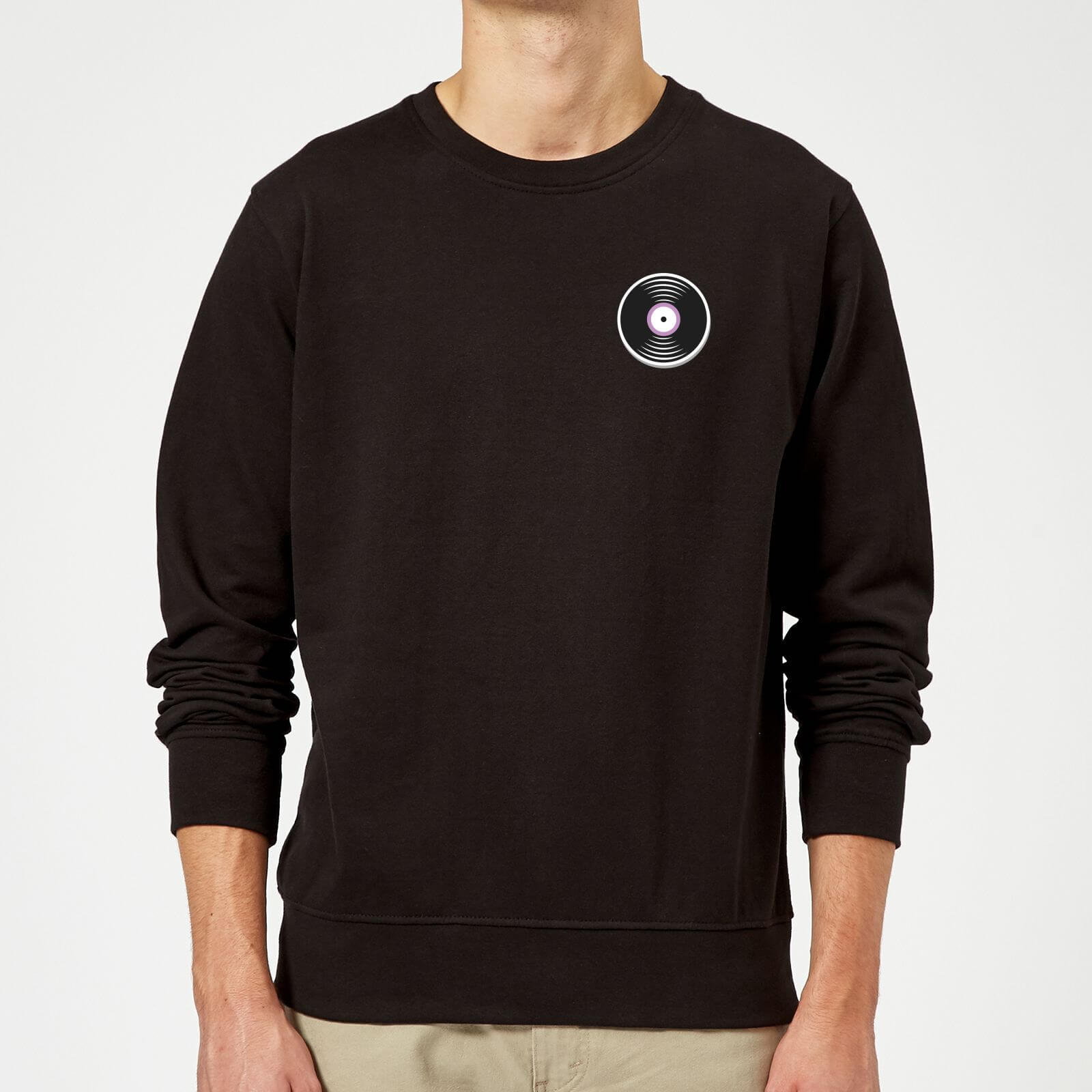 Small Vinyl Record Sweatshirt - Black - 5XL - Black