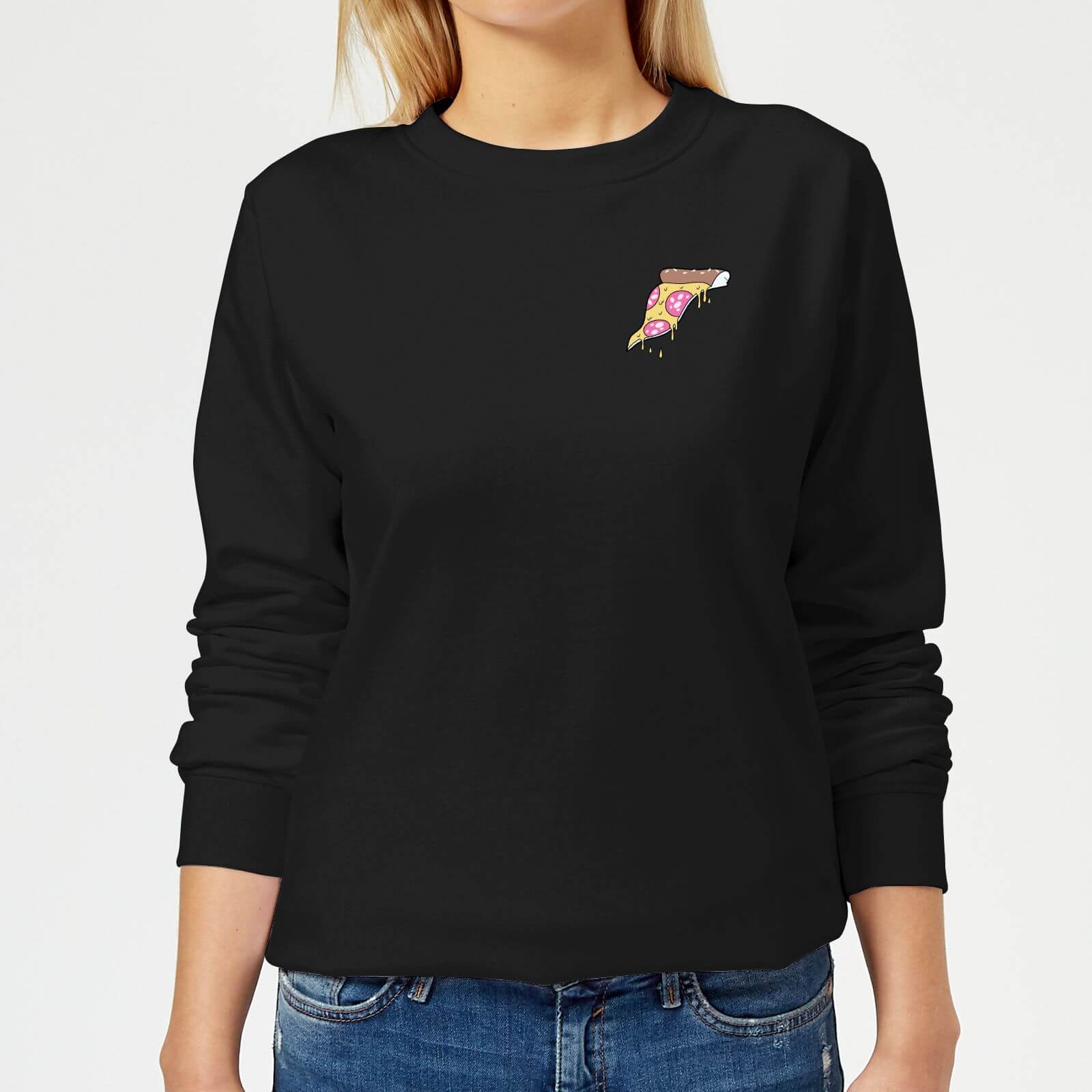 Small Dripping Pizza Women's Sweatshirt - Black - XS - Black