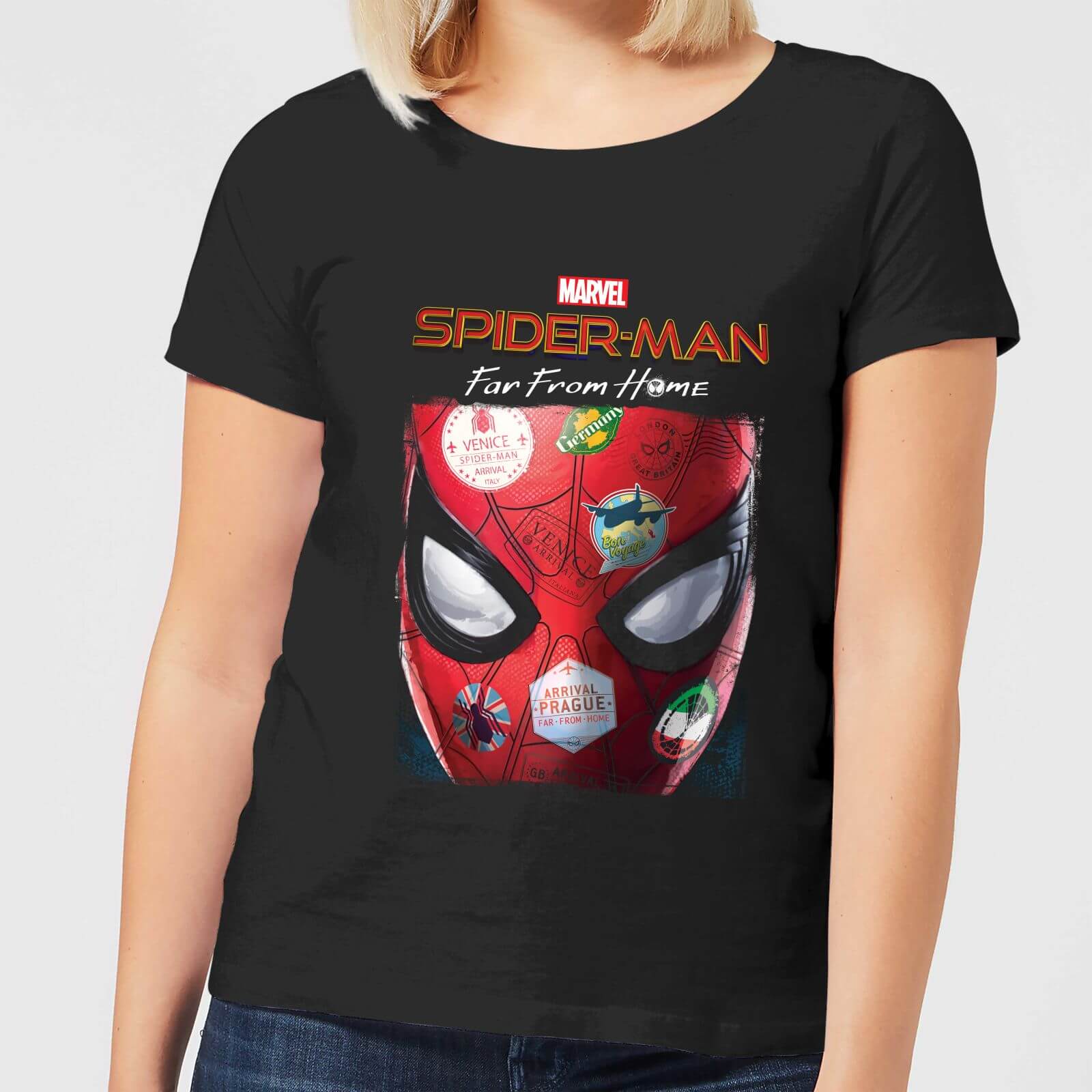 

Spider-Man Far From Home Stickers Mask Women's T-Shirt - Black - M