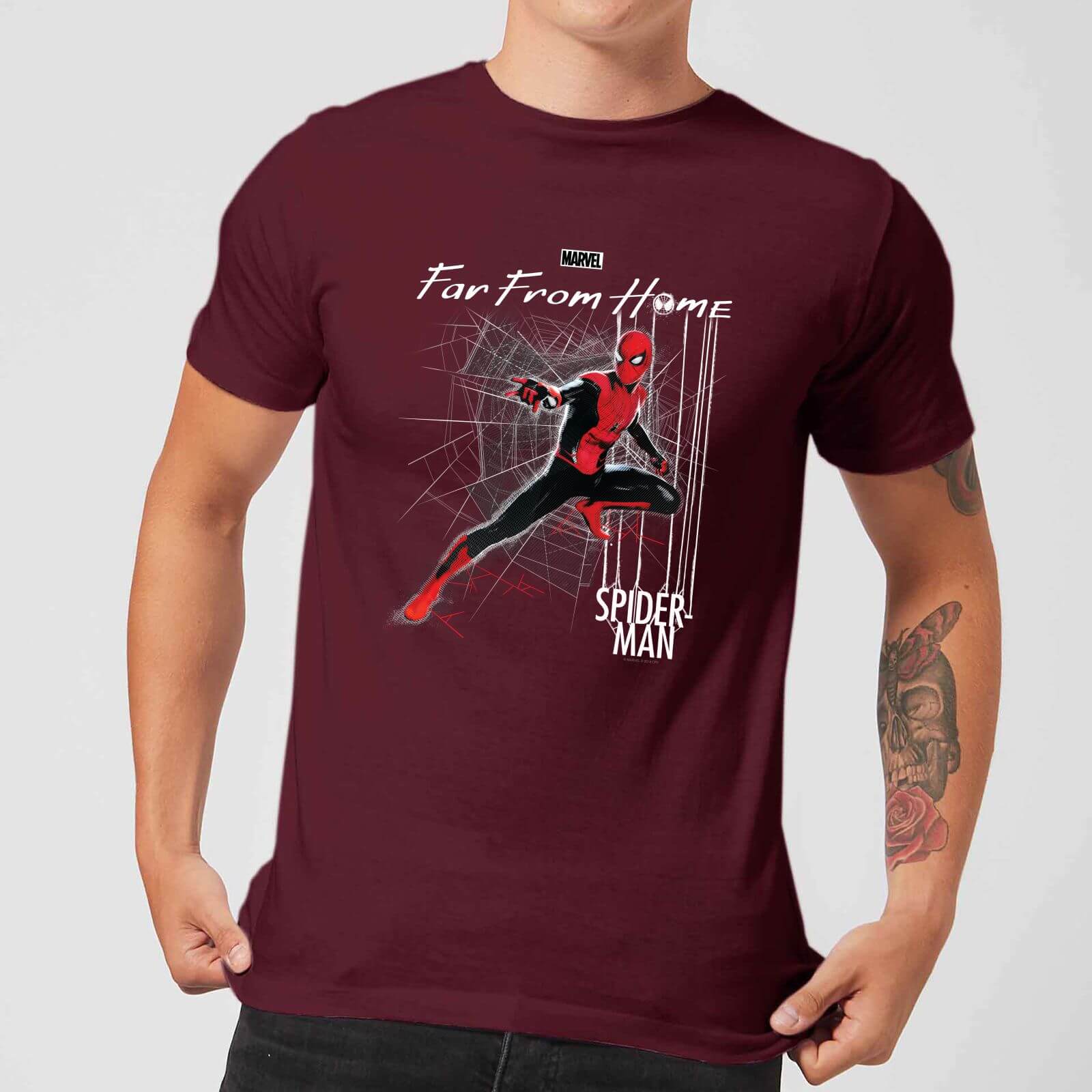Spider-Man Far From Home Web Tech Men's T-Shirt - Burgundy - S - Burgundy