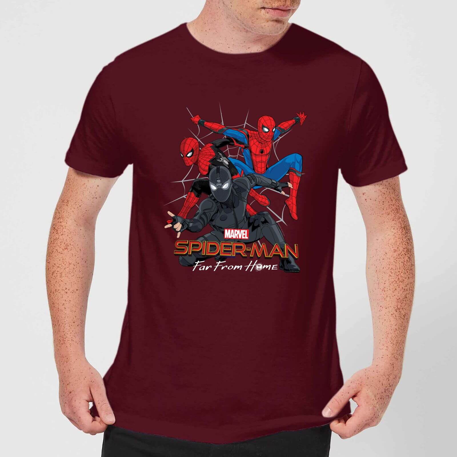 Spider-Man Far From Home Multi Costume Men's T-Shirt - Burgundy - M