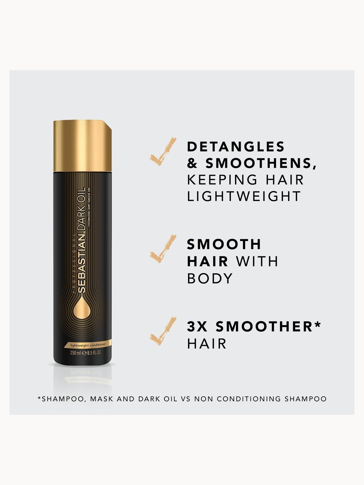 Sebastian Professional Dark Oil Lightweight Conditioner for Smooth Shiny Hair 250ml 3