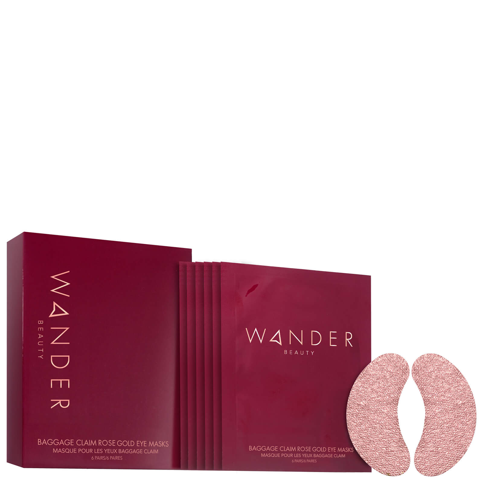 Wander Beauty Baggage Claim Rose Gold Set of 6 Eye Masks 0.84 oz