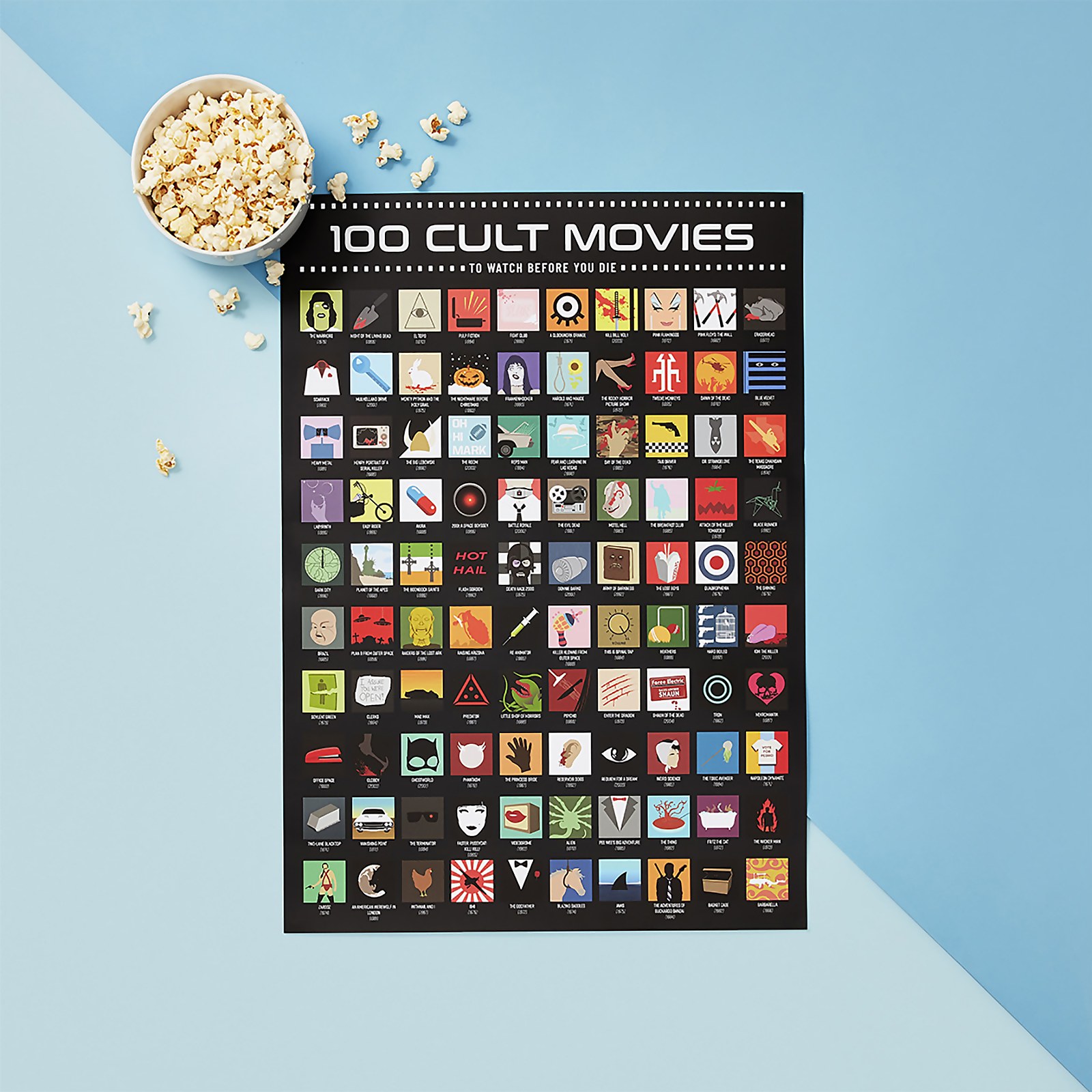 Image of 100 Cult Movies Scratch Poster