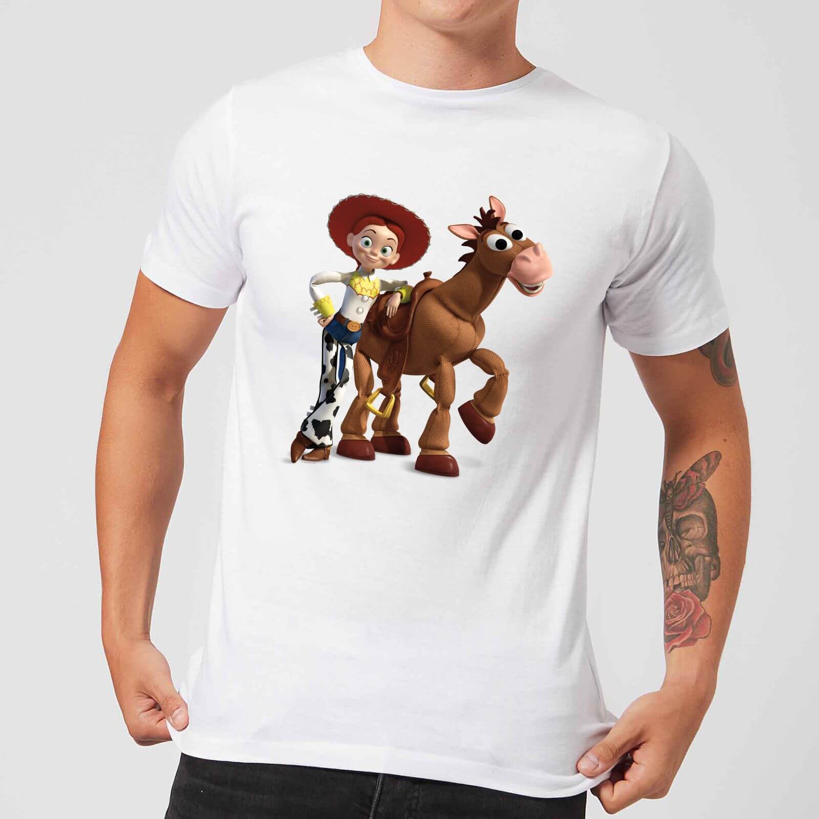 Toy Story 4 Jessie And Bullseye Men's T-Shirt - White - L - Blanco