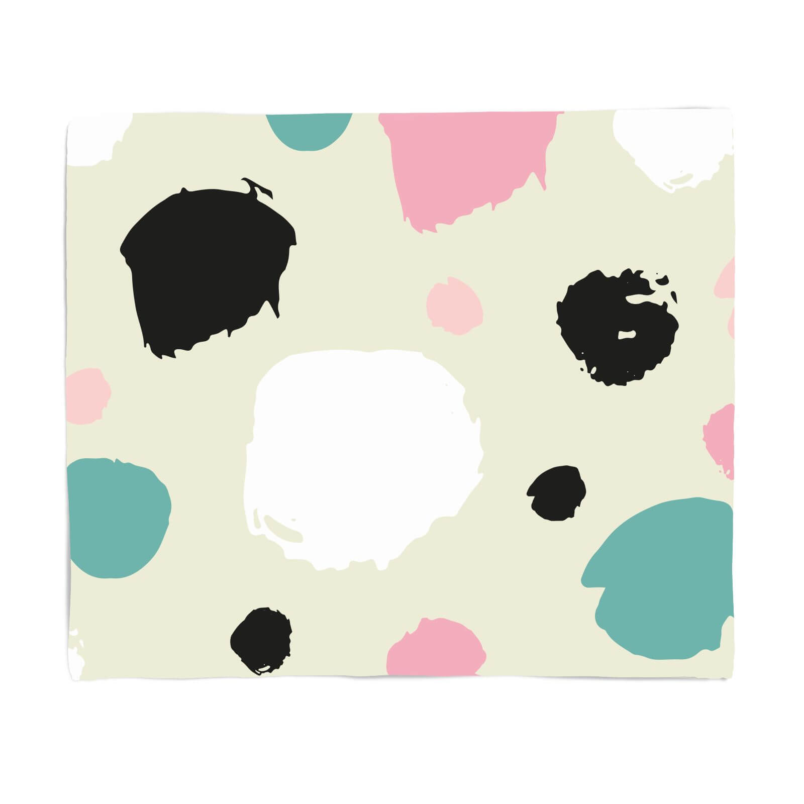Pink, Green And Black Circle Pattern Fleece Blanket