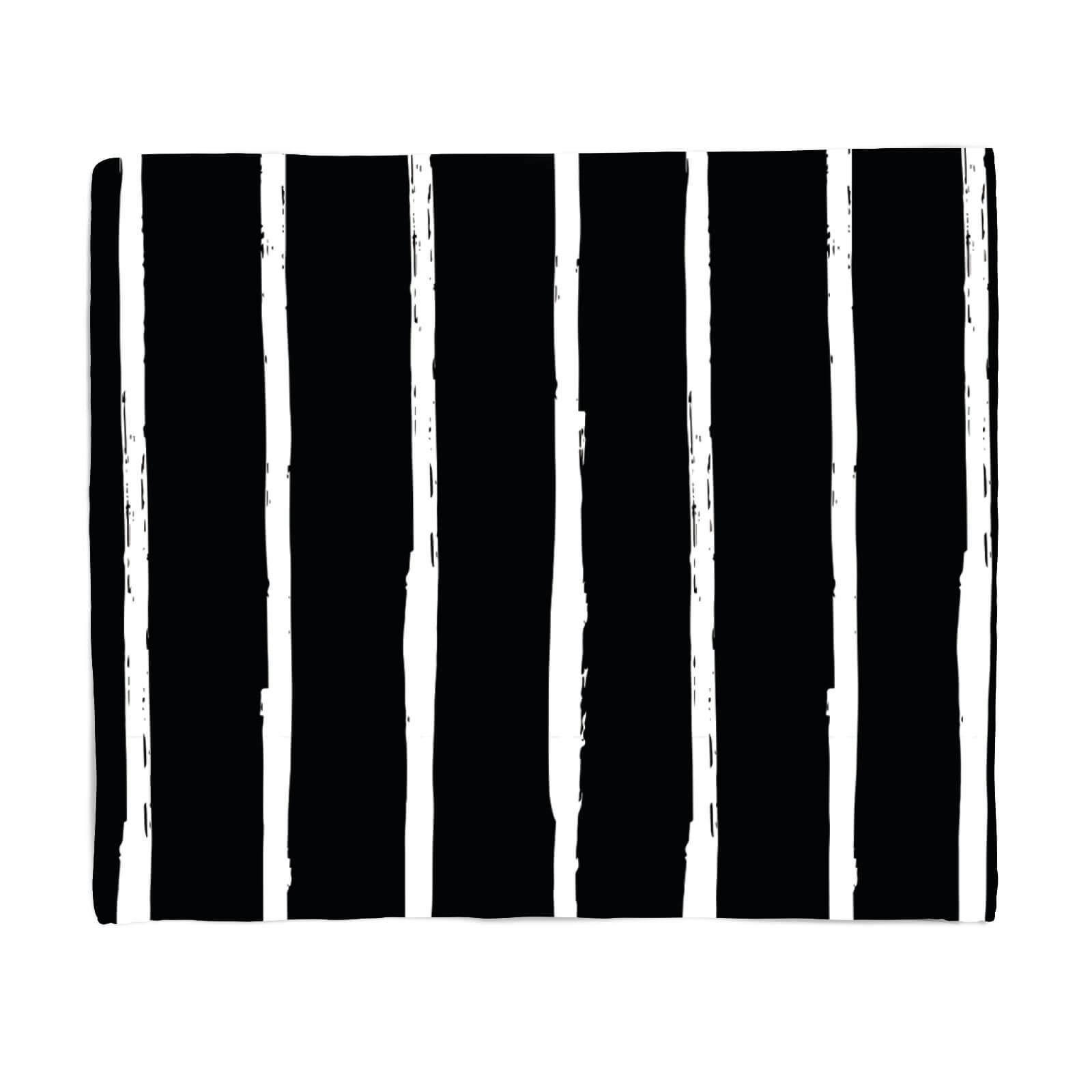 Black And White Vertical Stripes Fleece Blanket