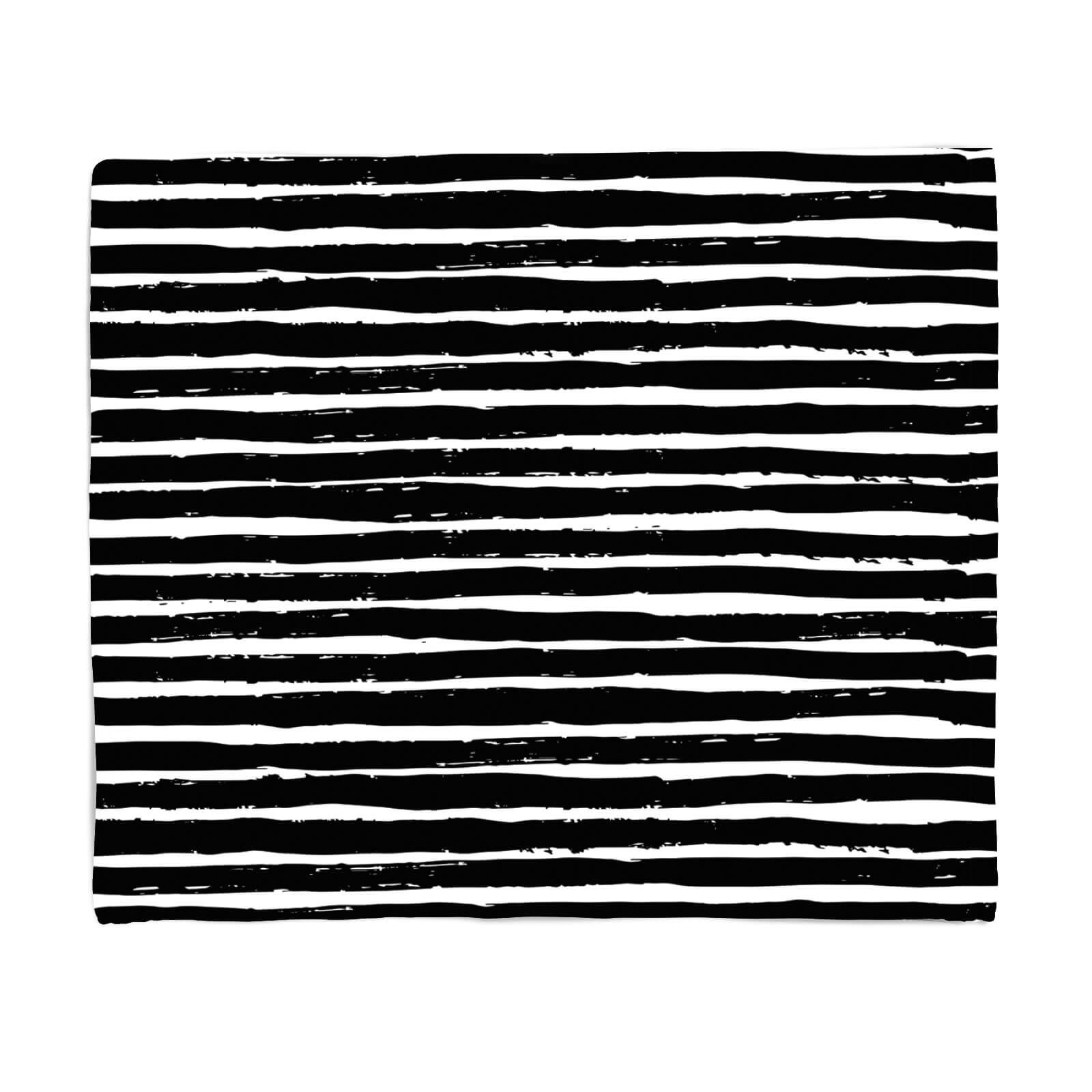 Black And White Horizontal Stripes Fleece Blanket
